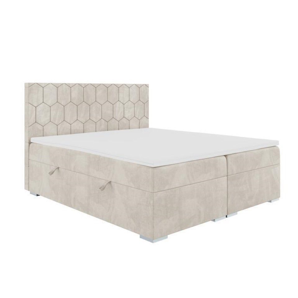 JVmoebel Boxspringbett Doppelbett Boxspringbett, Schlafzimmer Polster Polsterbett Beige in Europa Made Bett Modern