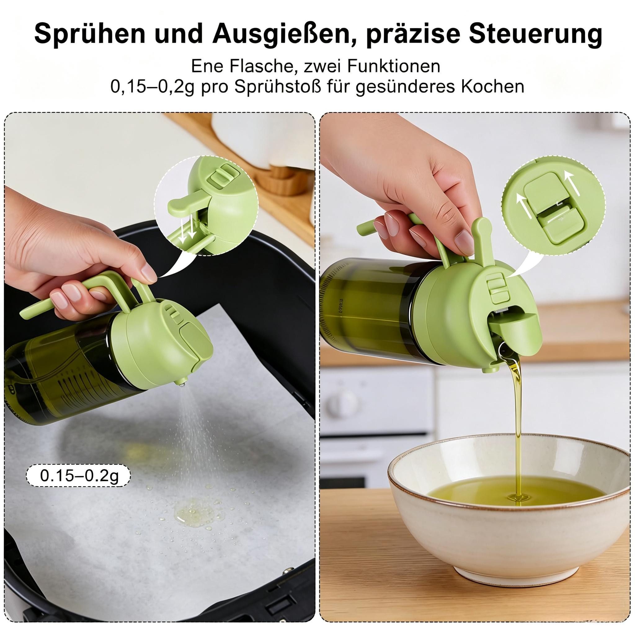 Kityhome Ölspender 2-in-1 Ölspender & Sprüher, 470ml, Glas, UV-Schutz, (2-tlg), Ölspender-Set,Sprühfunktion,Gießfunktion,470 ml *2 – Bild 5 von 5