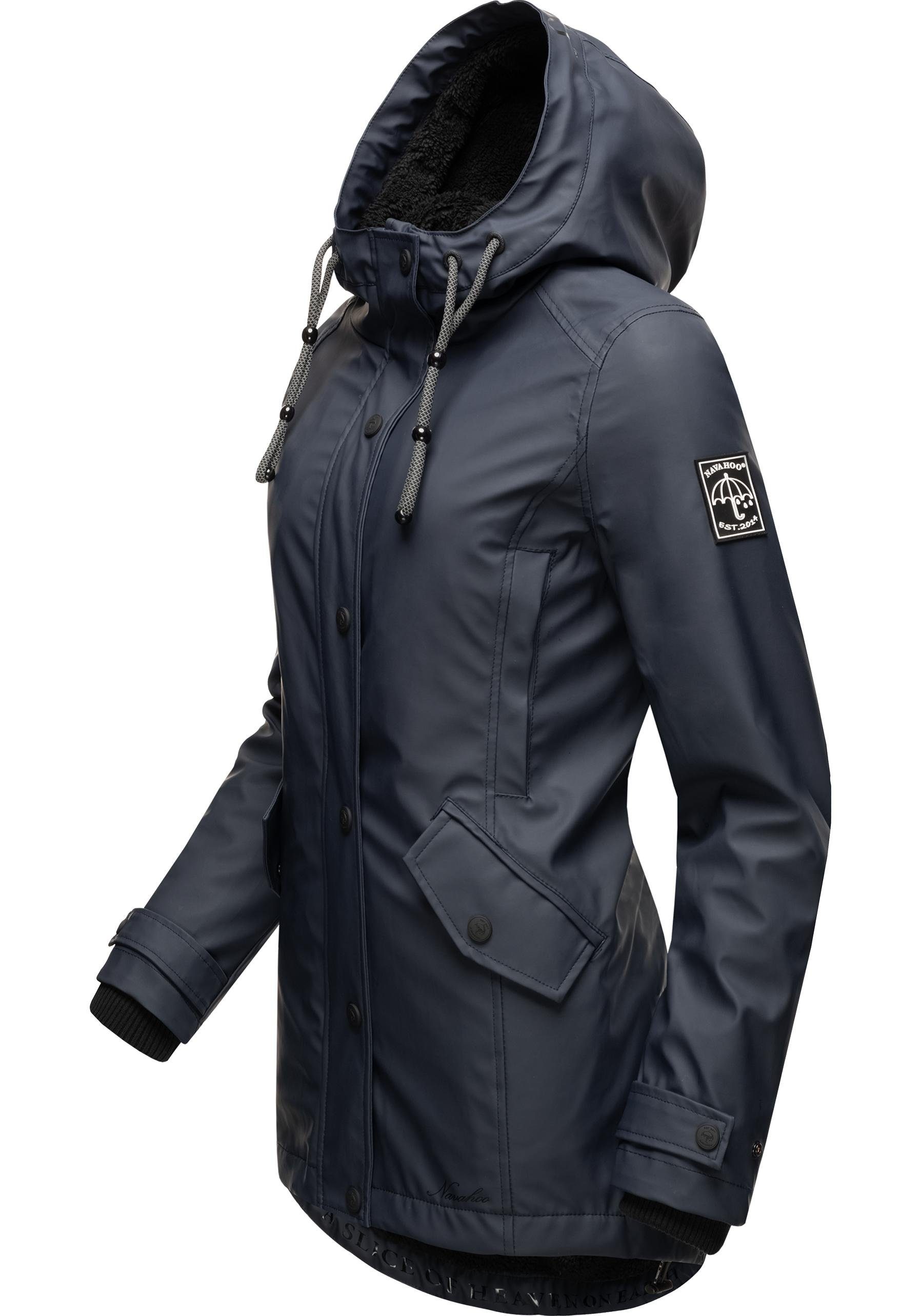 wasserdichte Navahoo Lindraa Teddyfell Regenjacke stylische mit blau Outdoorjacke