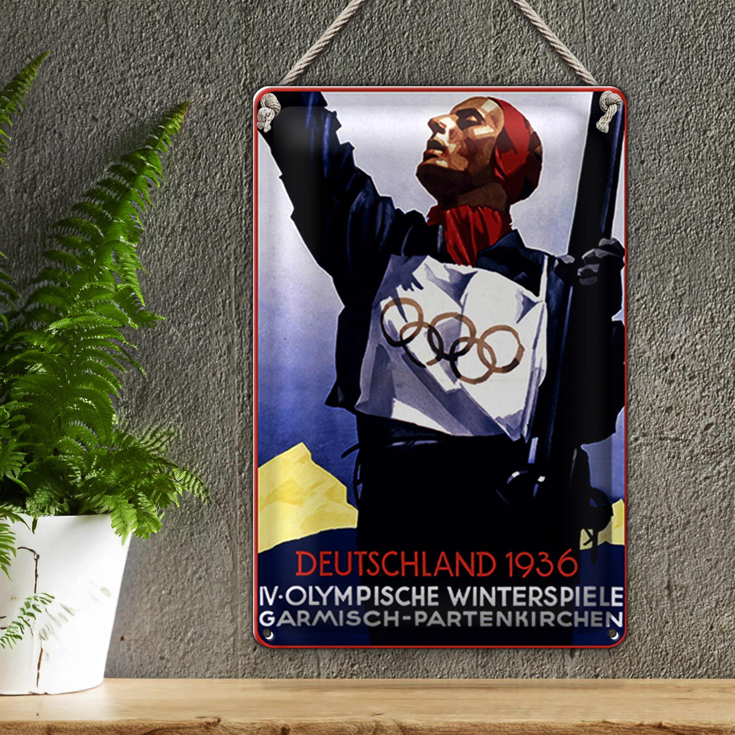 Roomando Metallschild Blechschild Spruch 20x30cm Olympische Winterspiele 1936