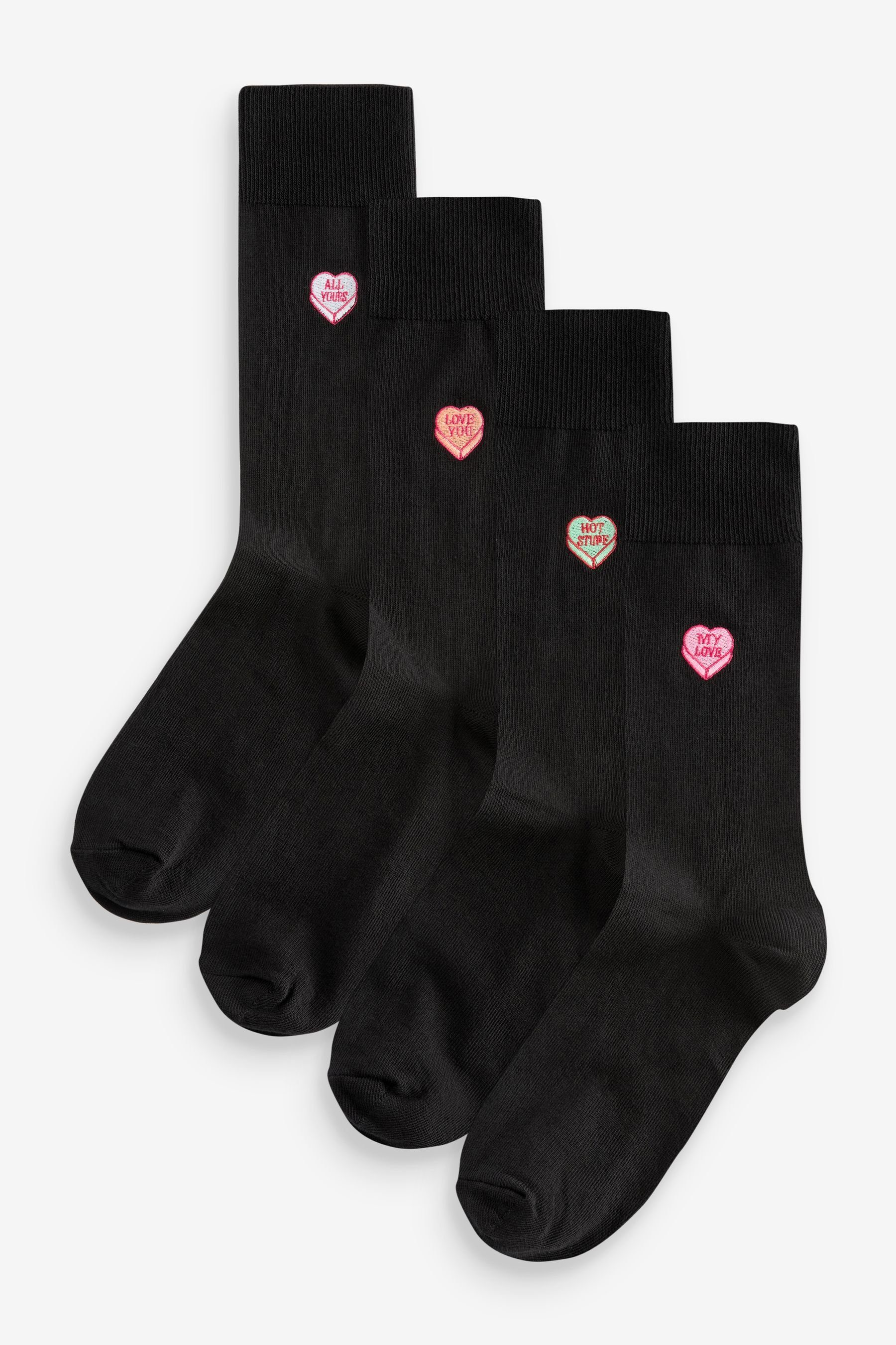 Next Kurzsocken Socken Valentine's Day Stickerei mit (5-Paar) Black