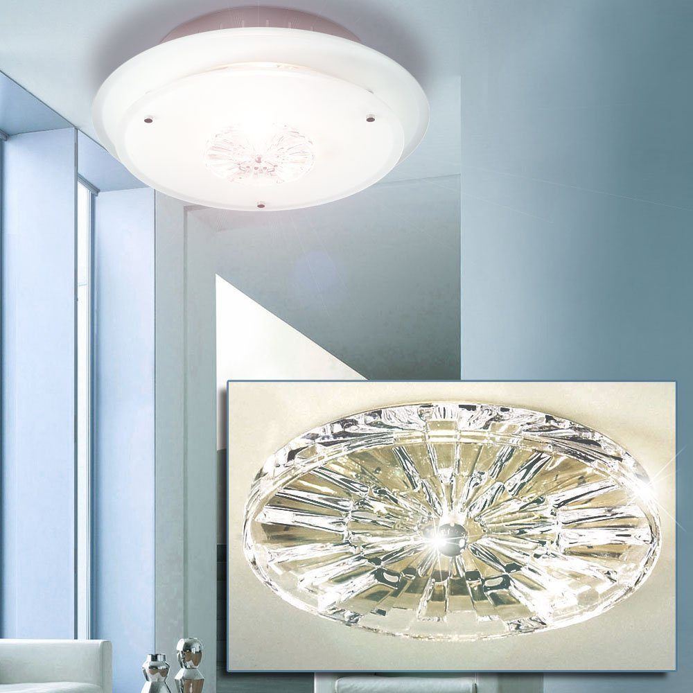 Decken Wohn Glas Strahler Kristall Leuchtmittel Leuchte Deckenleuchte, Zimmer etc-shop Design Warmweiß, LED inklusive,