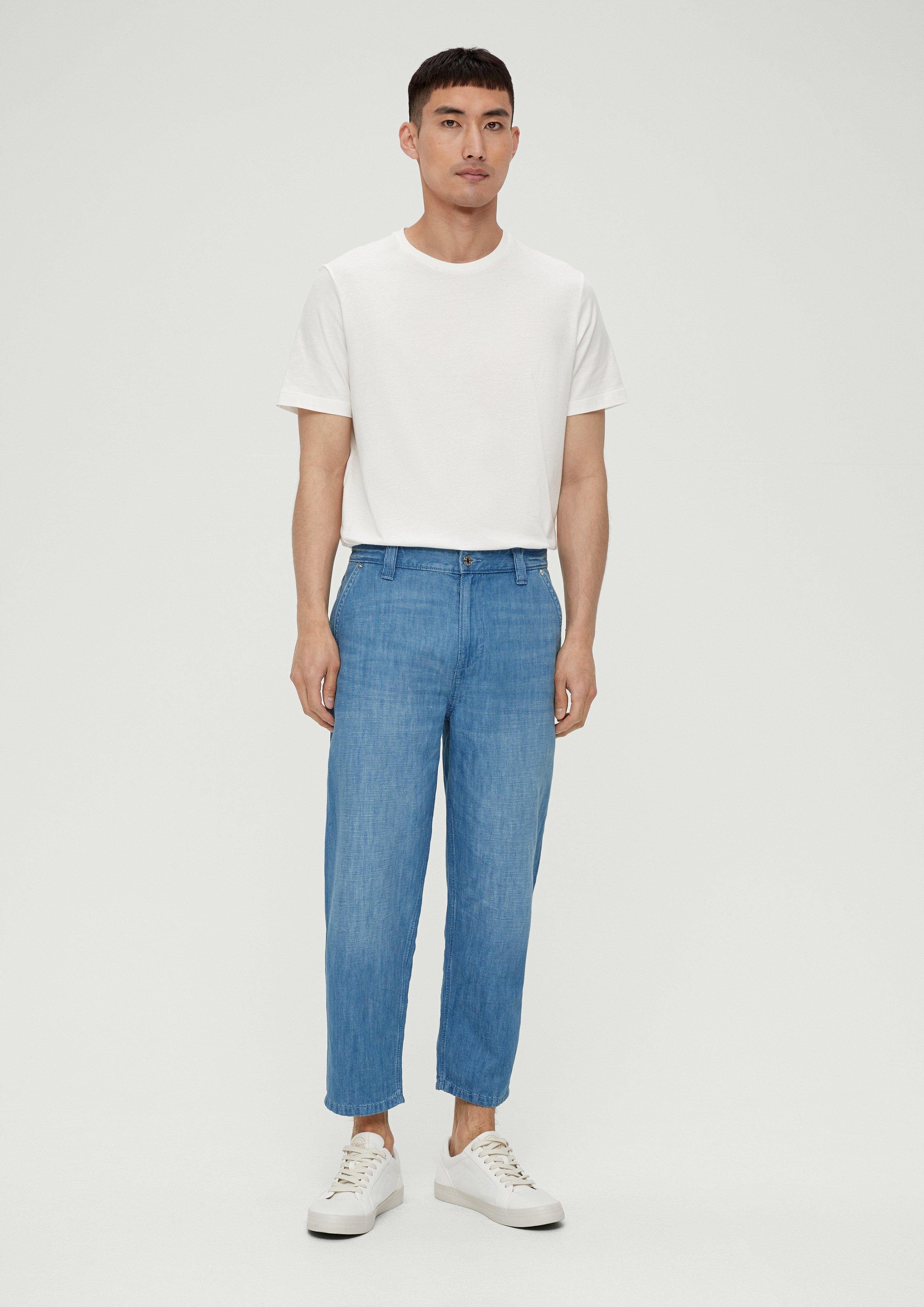 s.Oliver Stoffhose Cropped-Jeans / Relaxed / Mid Rise / Straight Leg Waschung