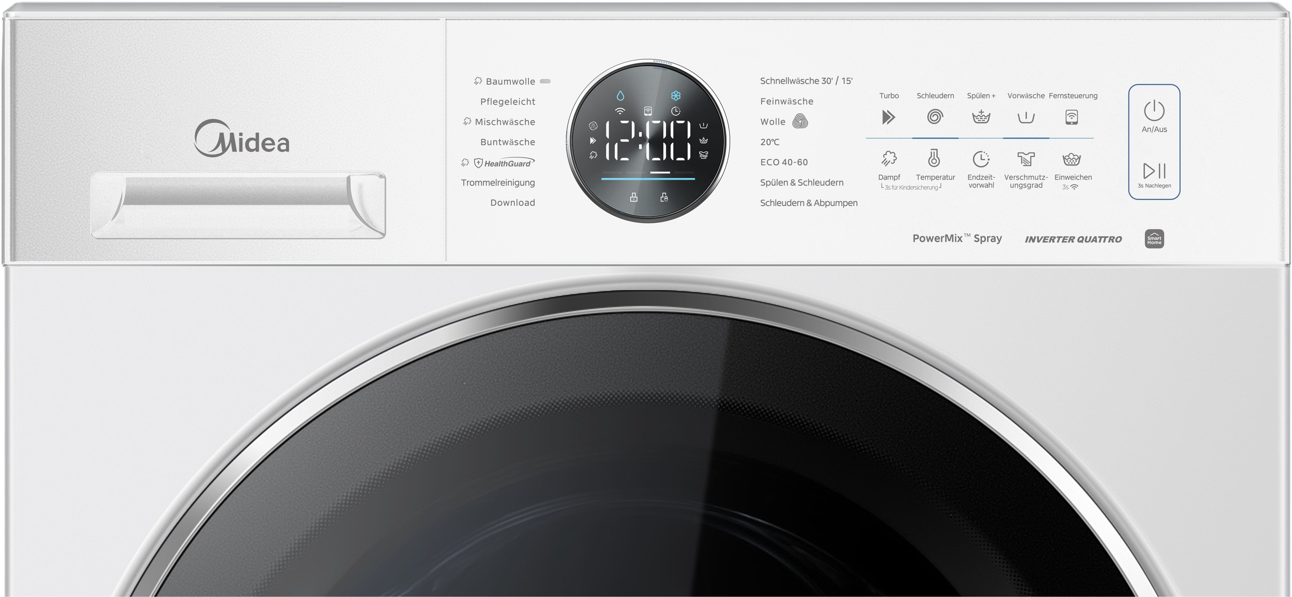 Midea Waschmaschine MF210 MF21EW100WBA30, 10 kg, 1400 U/min