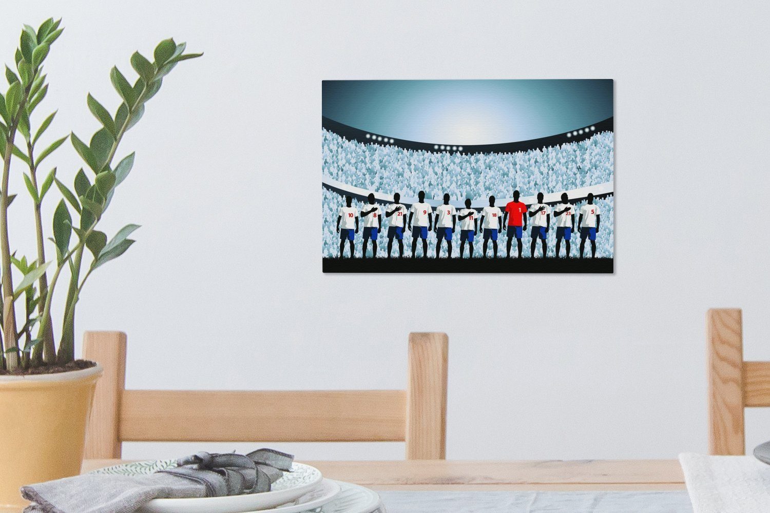St), cm Leinwandbilder, Mannschaft im Wandbild Eine Wanddeko, (1 OneMillionCanvasses® Fußballstadion, einer Illustration Aufhängefertig, Leinwandbild 30x20