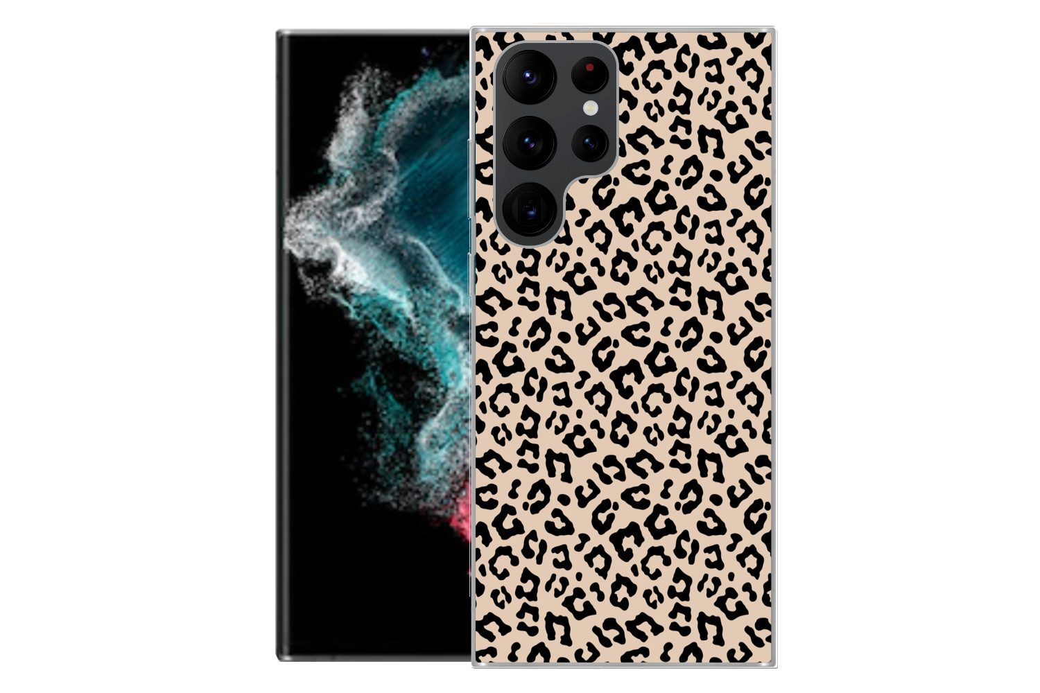 MuchoWow Handyhülle für Samsung Galaxy S22 Ultra Pantherdruck - Schwarz - Braun - Tierdruc, Phone Case, Silikon, Schutzhülle Dünn