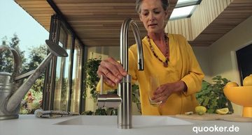 QUOOKER Küchenarmatur QUOOKER FLEX Zugauslauf Edelstahl Combi B mit CUBE (22+XRVSCUBE) (2-St) 100°C Kochendwasserhahn mit Trinkwassersystem