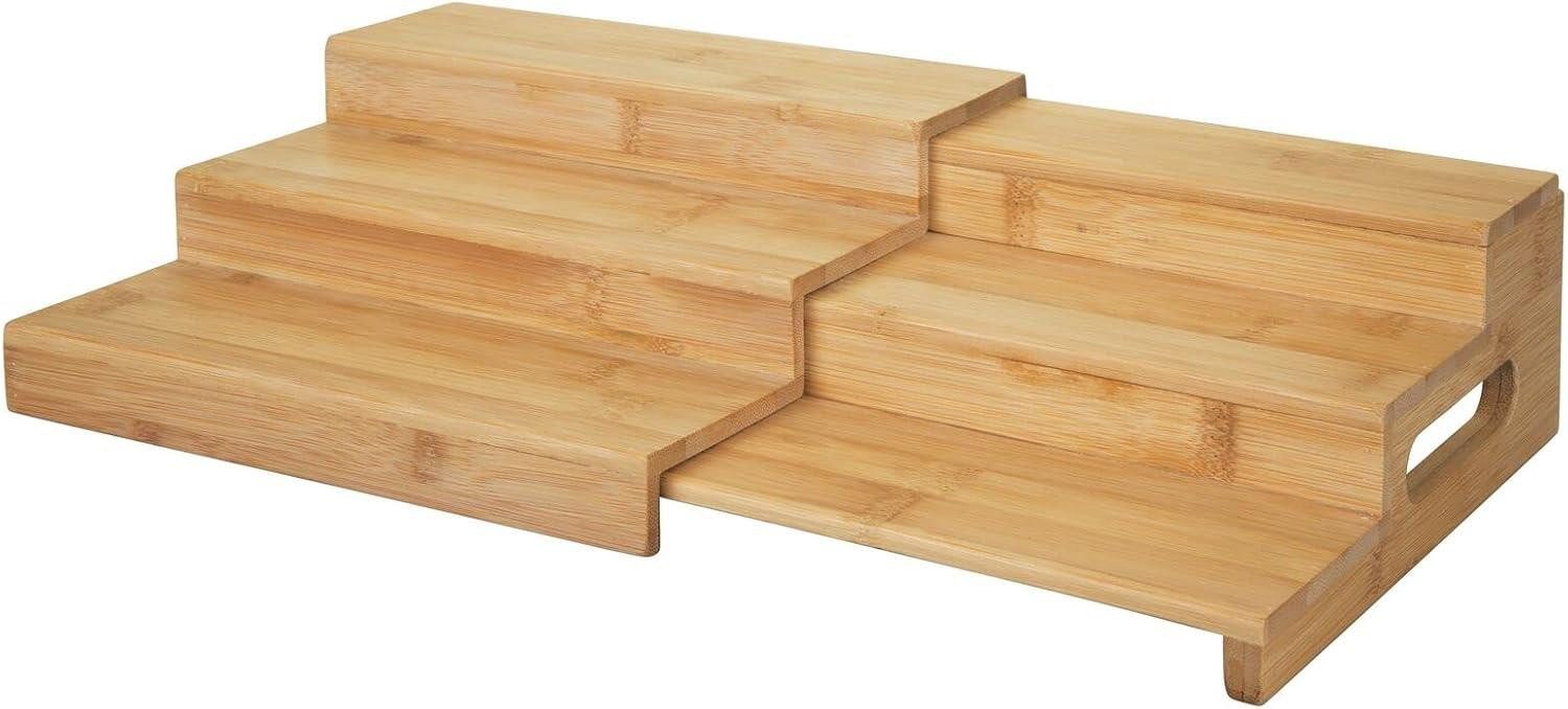 mDesign Aufbewahrungssystem mDesign Gewürzregal Aufbewahrung Organizer Ordnung ausziehbar Bambus