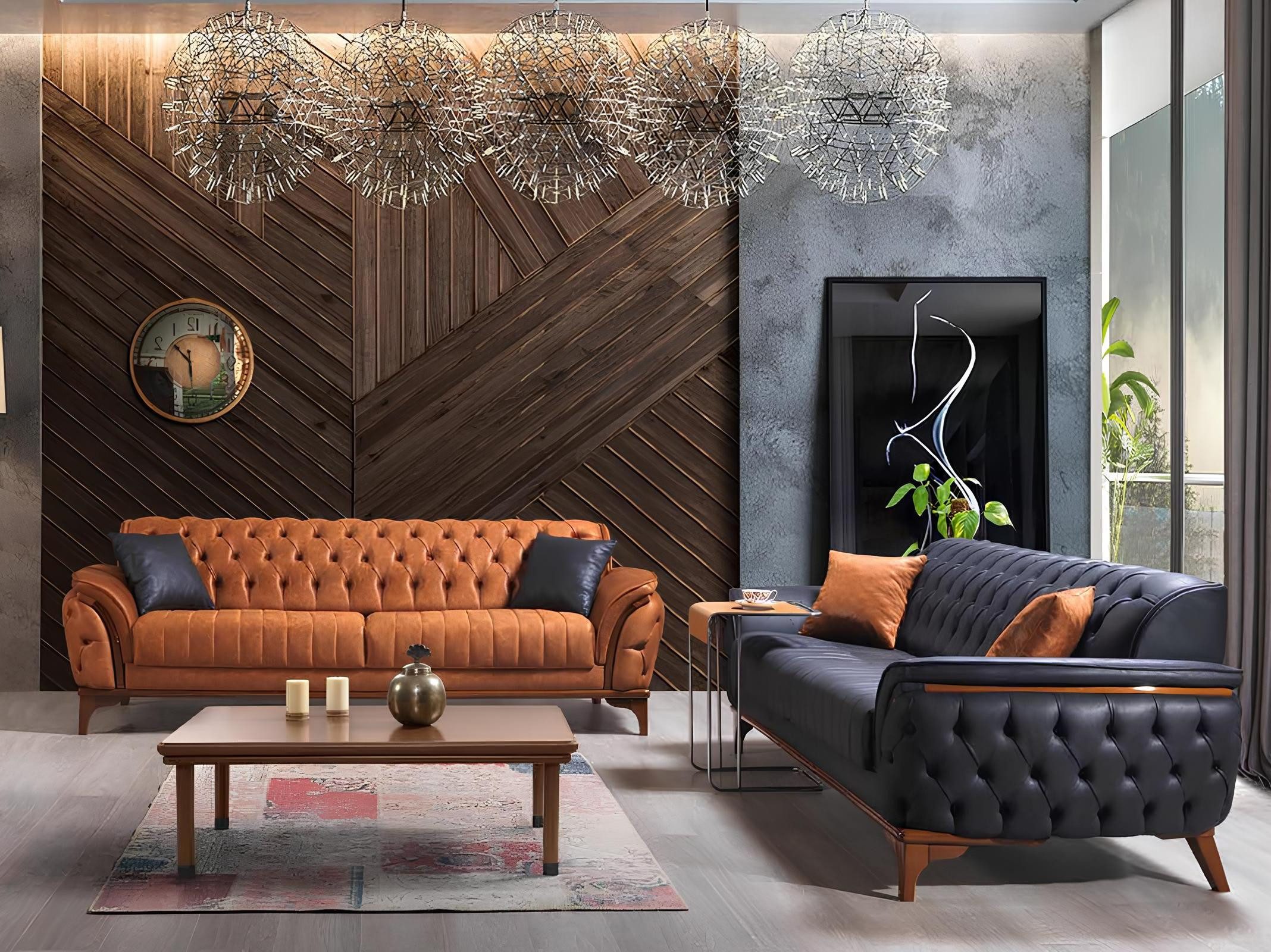 Xlmoebel Chesterfield-Sofa Designer Wohnzimmer-Sofas Set mit 2 Polster-Textilsofas, 1 Teile, Hergestellt in Europa