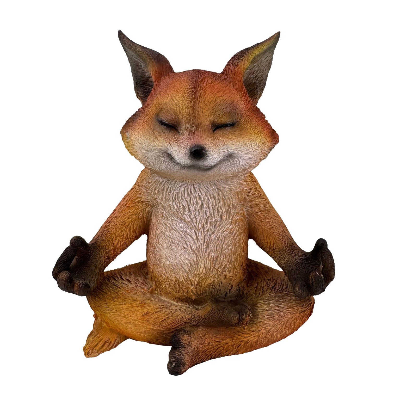 Online-Fuchs Gartenfigur Yoga Fuchs in Meditation - Dekoration Figuren für außen geeignet, (Deko für Garten, Terrasse und Balkon, 15,5 cm groß), aus Kunstharz (Polyresin) - Wetterfest