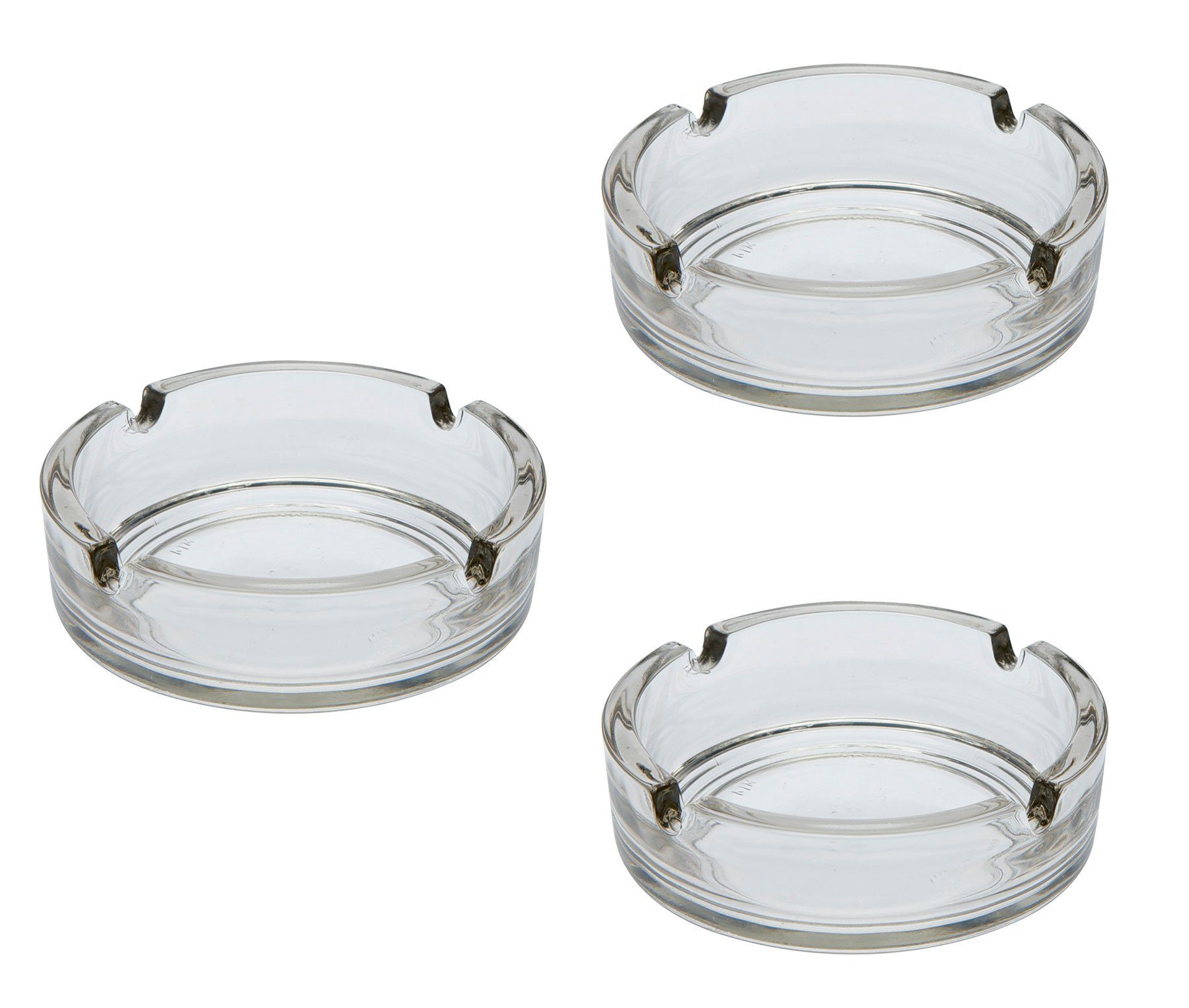 Levandeo® Aschenbecher, 3er Set Aschenbecher 11x3,5cm Glas klar Gastronomie Zigarette Zigarre
