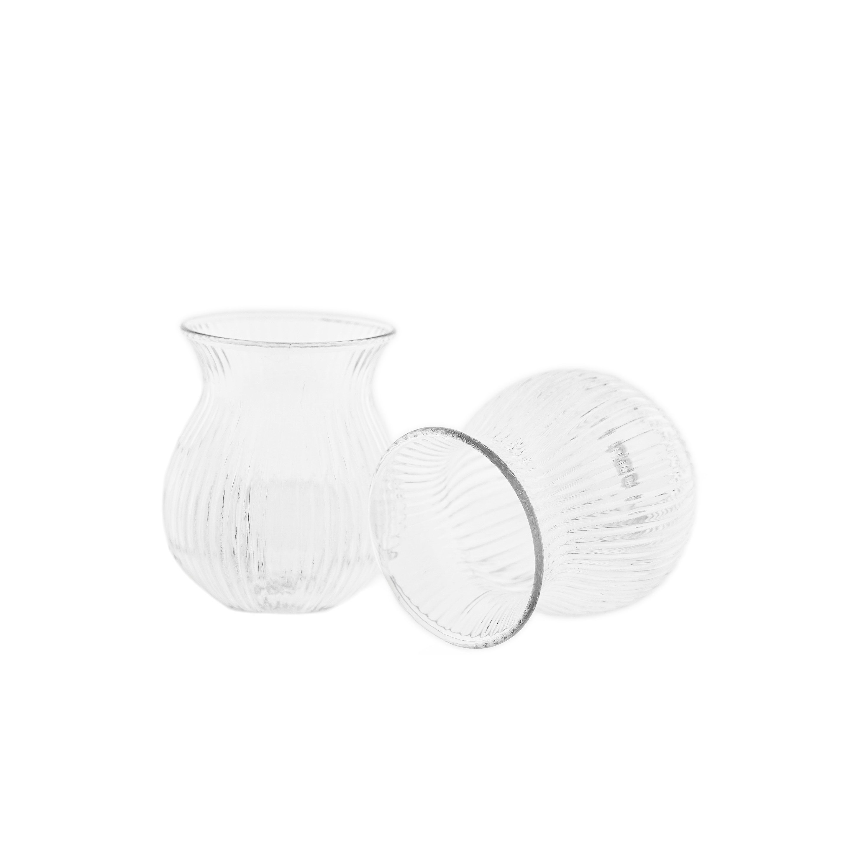 Mulex Teeglas, 6-tlg., Borosilikatglas, Mini Teegläser, 100 ml, 6-teiliges Set im geriffeltem Design