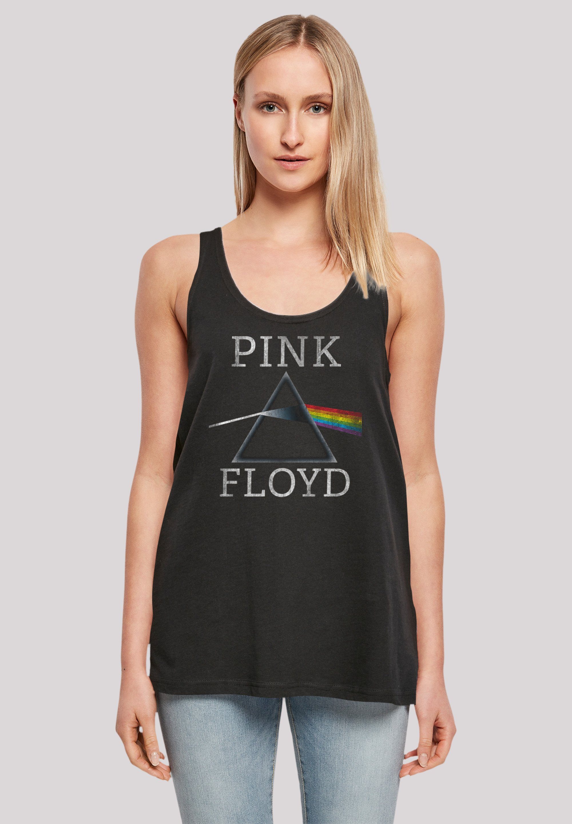 Doppelt geschnitten weit Floyd The lang Print, Pink T-Shirt Moon F4NT4STIC genähter Saum, Of und Dark Side