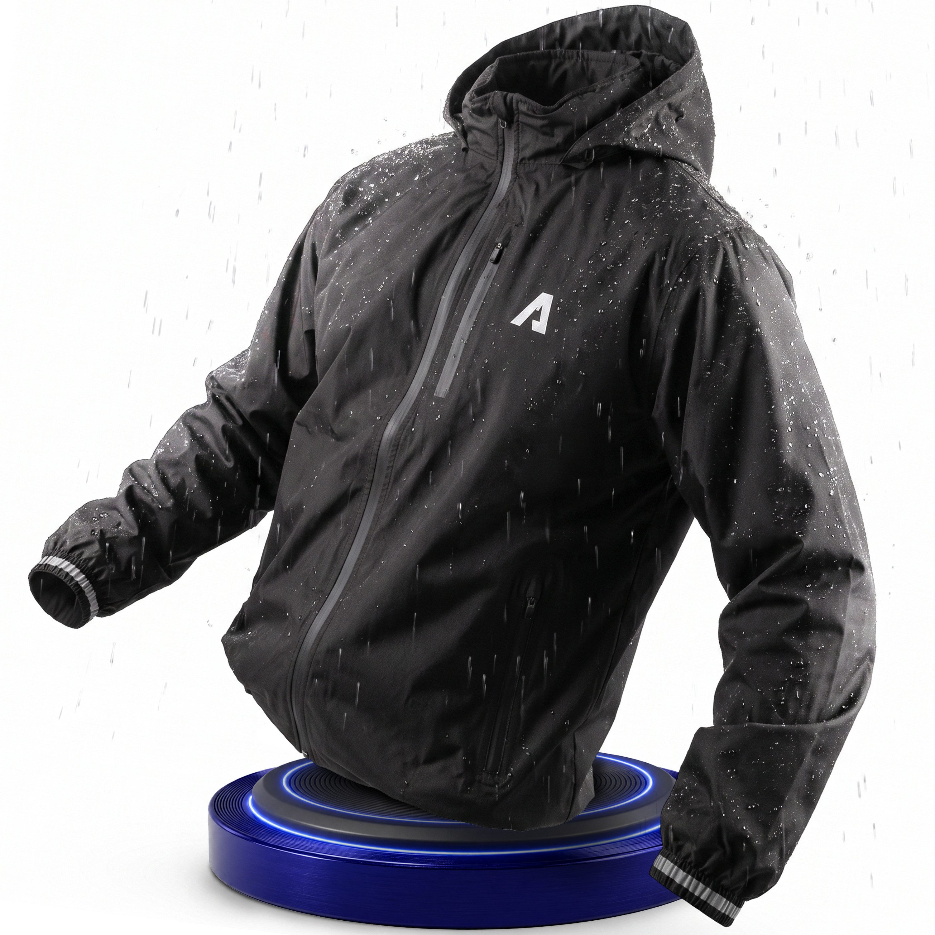 Alpensattel Regenjacke Rainshield - Wasserdichte Regenjacke (Einzeljacke, 1) Reflektierend, atmungsaktiv, wasserdicht, leicht, mit Kapuze