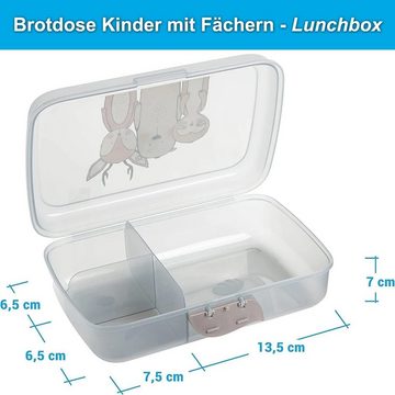 Centi Lunchbox Brotdose Kinder mit Fächern und Clickverschluss, Polypropylen, (Set, 4-tlg., 2x Brotdosen + 2x Schraubdeckeldosen), Kinder Brotzeitbox Frühstücksbox 100% Recyclebar ohne BPA