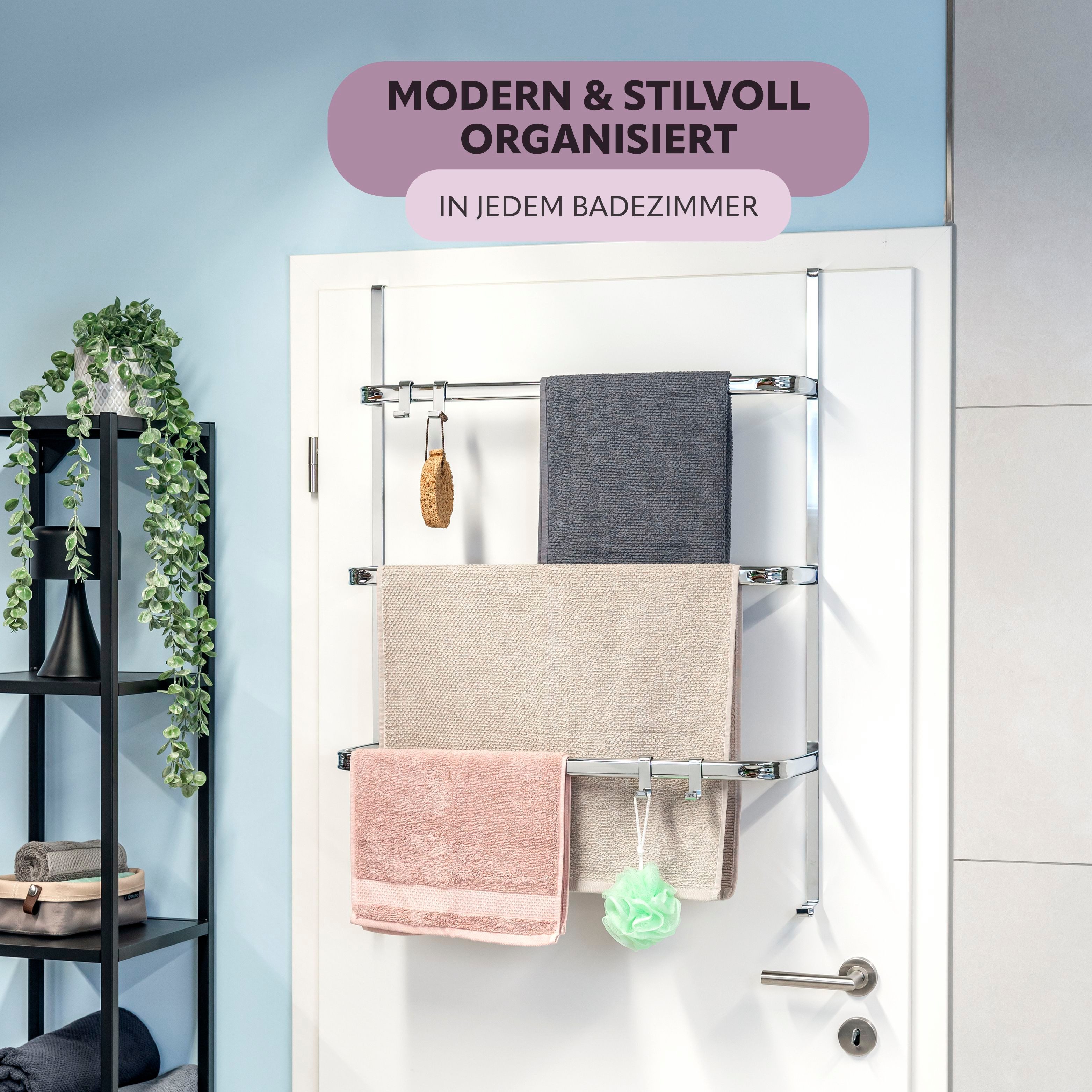 bremermann Handtuchhalter Tür-Hängeregal mit 4 praktischen Haken, verchromt günstig online kaufen