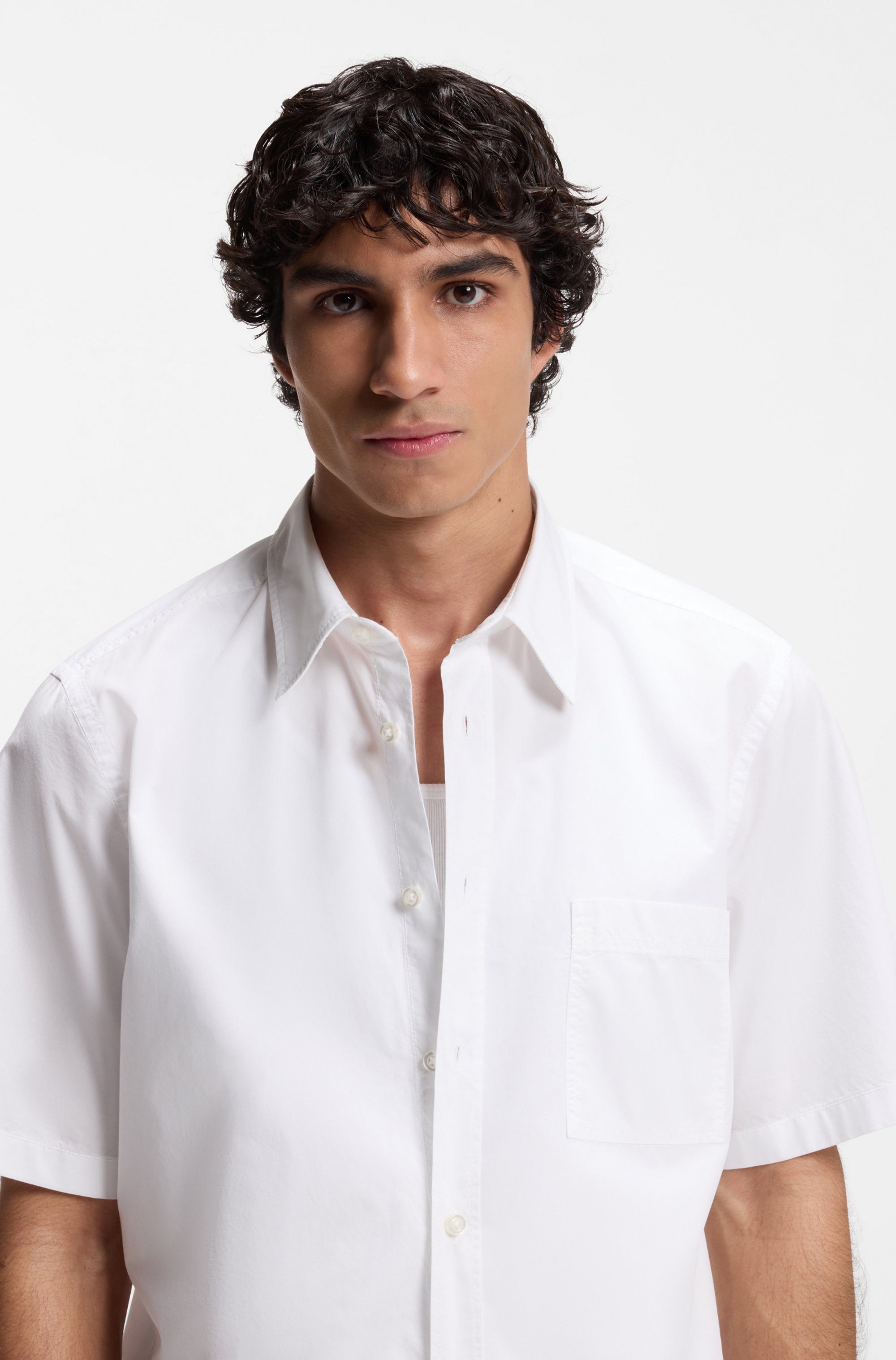 BOSS ORANGE Kurzarmhemd Regular Fit, Kentkragen, Kurzarm