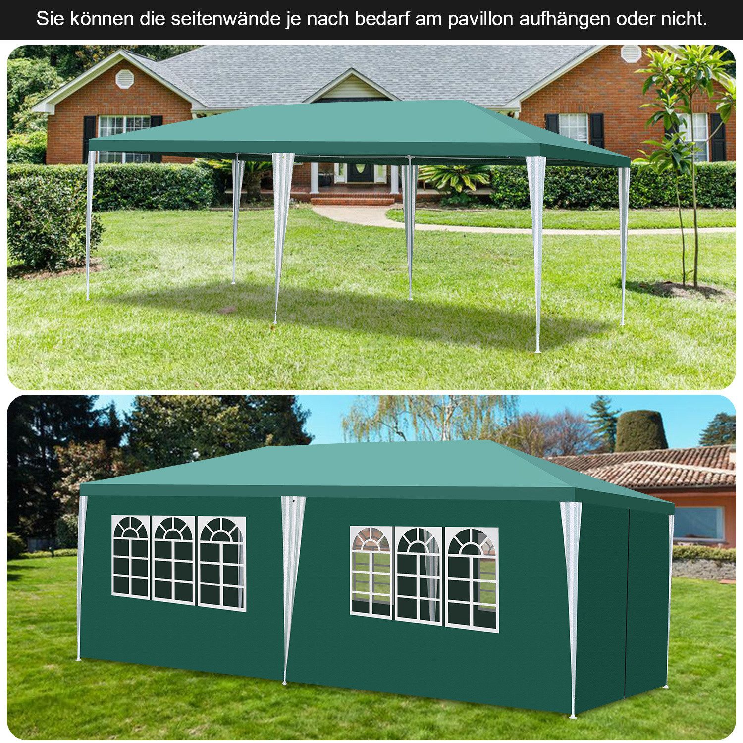 Clanmacy Pavillonseitenteil pavillon 3x6 m Gartenpavillon mit seitenteilen wasserdicht – Bild 3 von 5