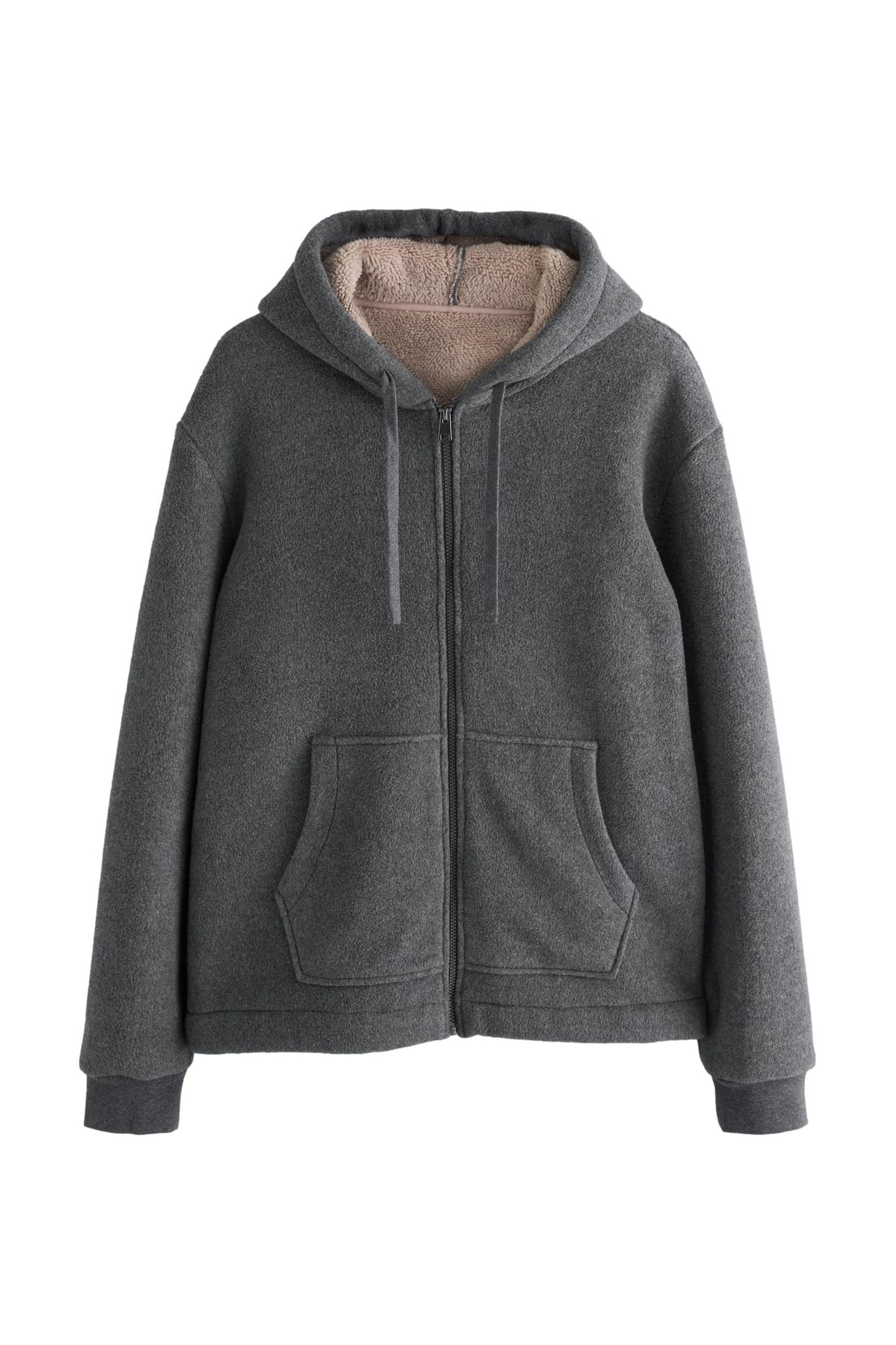 Next Kapuzenpullover Angerautes Hoodie aus Borg-Fleece (1-tlg) günstig online kaufen