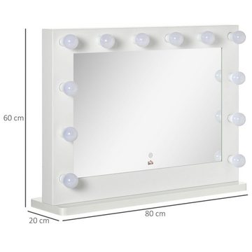HOMCOM Spiegel Kosmetikspiegel mit 12 Dimmbare LED Lampen (Schminkspiegel, 1-St., Hollywood Spiegel), 80 x 60 cm