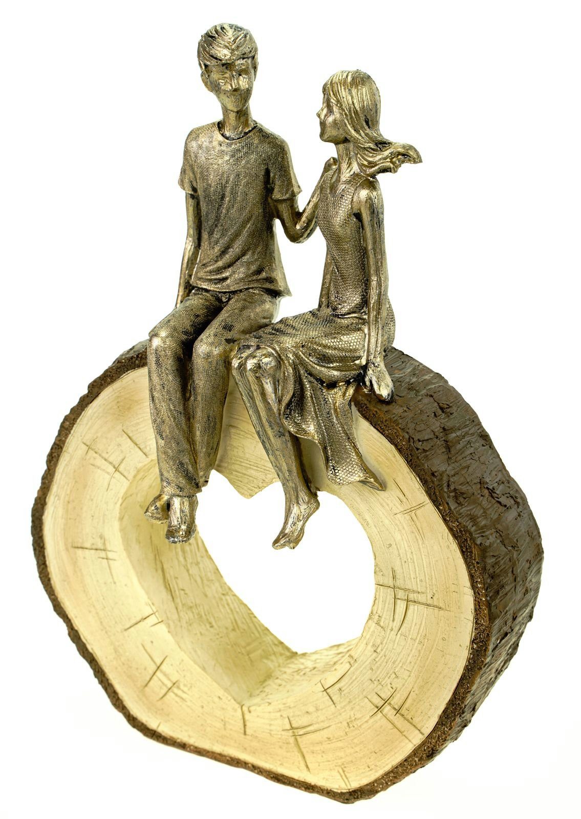 Dekofigur Liebespaar bronzefarben G. Sockel Herzform cm 28 Wurm auf
