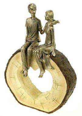 G. Wurm Dekofigur Liebespaar auf Sockel Herzform bronzefarben 28 cm