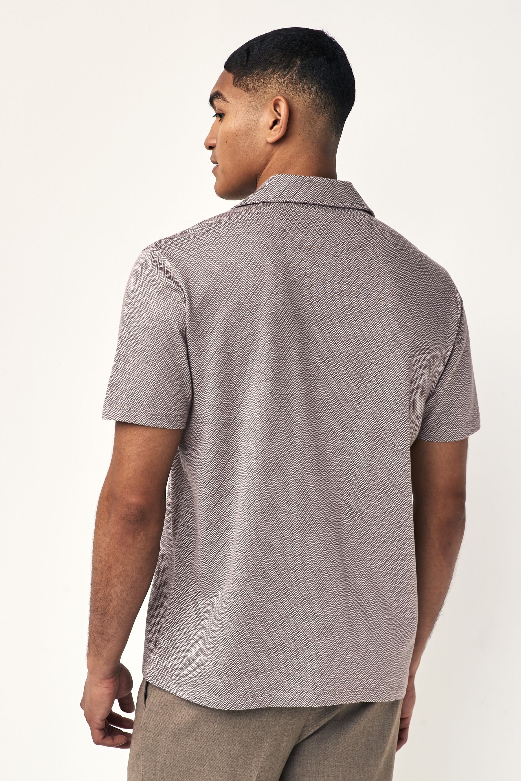 Next Kurzarmhemd Hemd aus strukturiertem Jersey günstig online kaufen