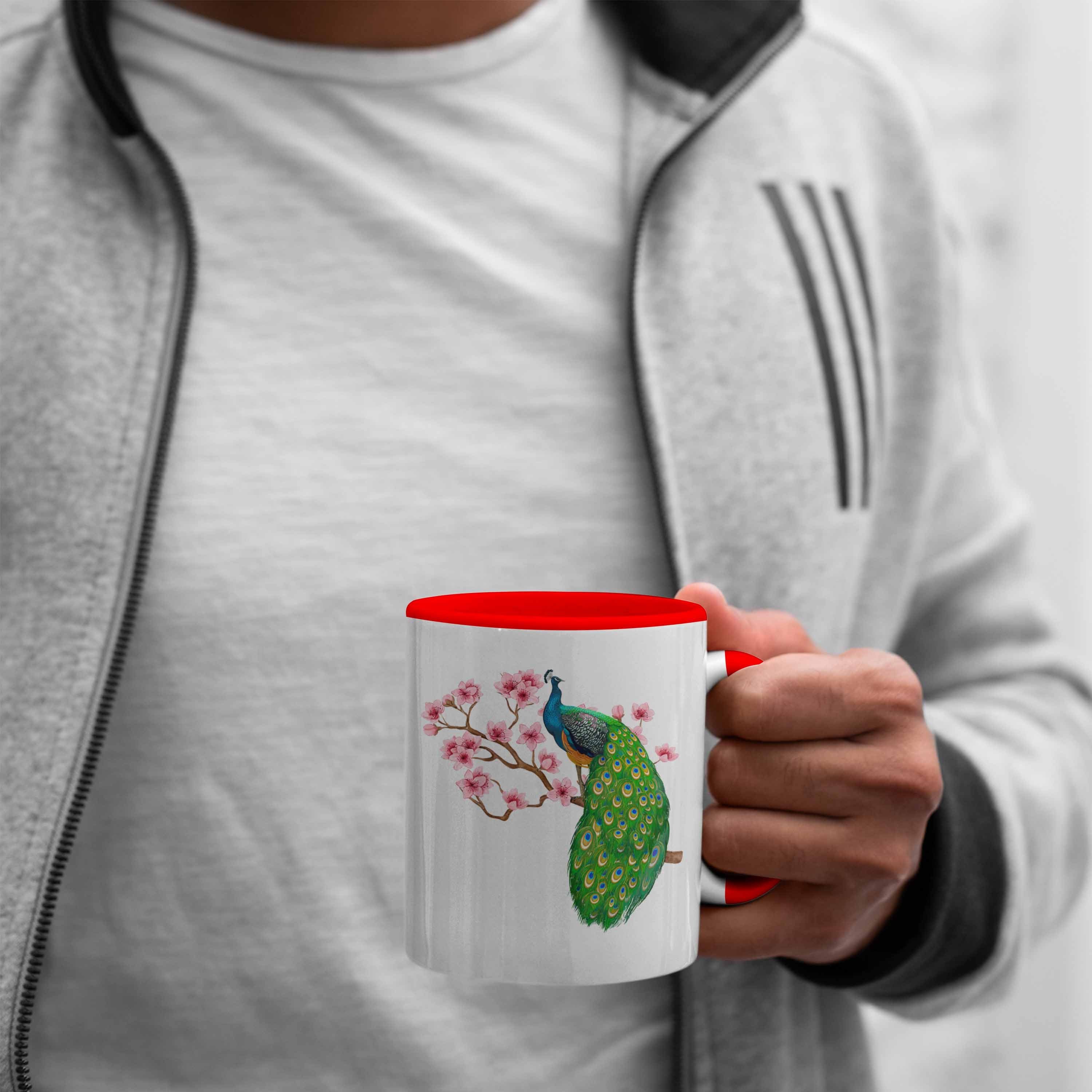 Deko Schöne Pfau Geschenkidee Tasse Geschenk Tasse Pfauen-Besitzer Trendation Grafiken Trendation Rot - Grafik