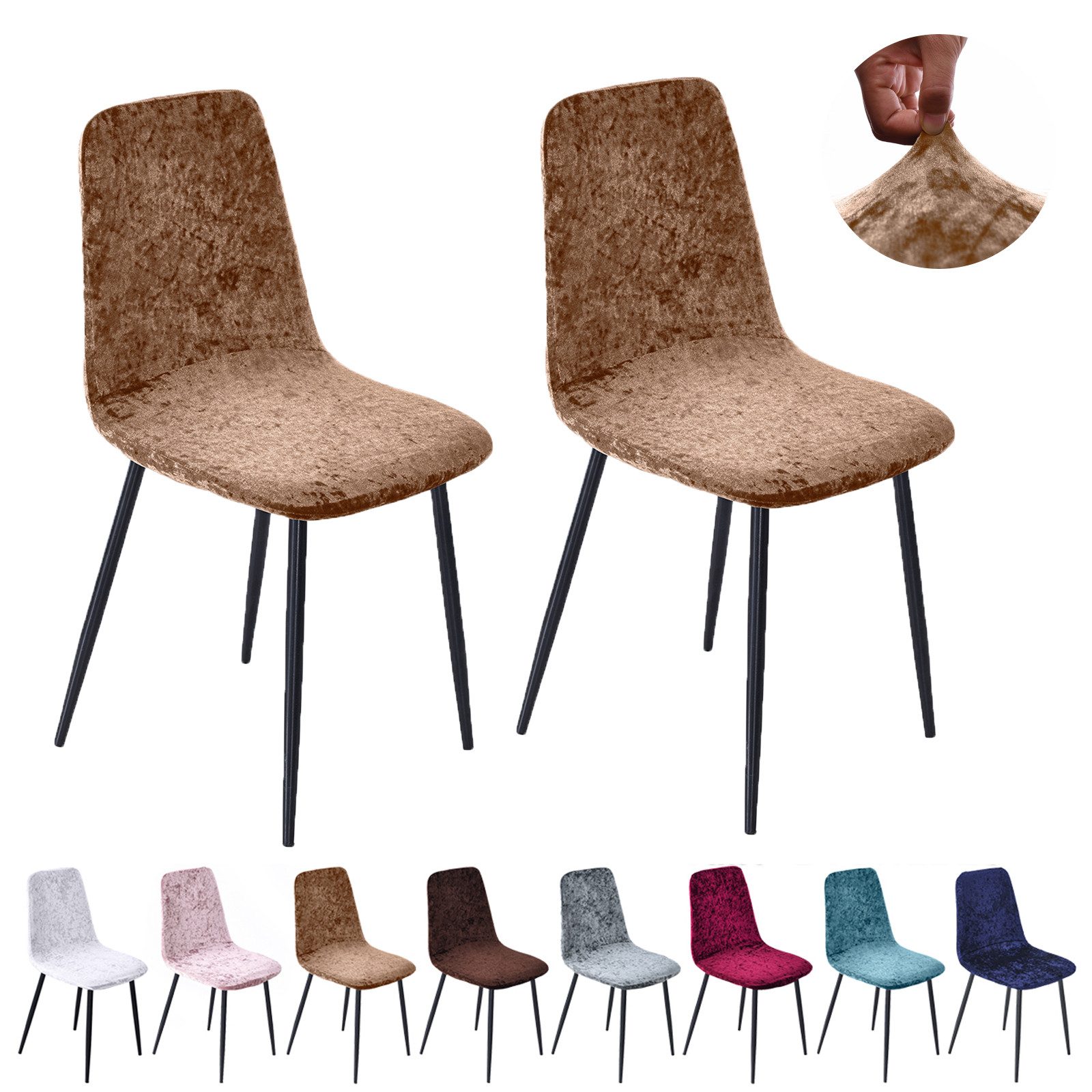 Jibenhome Stuhlbezug Stuhlhussen Samt, Einfarbig, Stretch,Schalenstuhl Abde günstig online kaufen