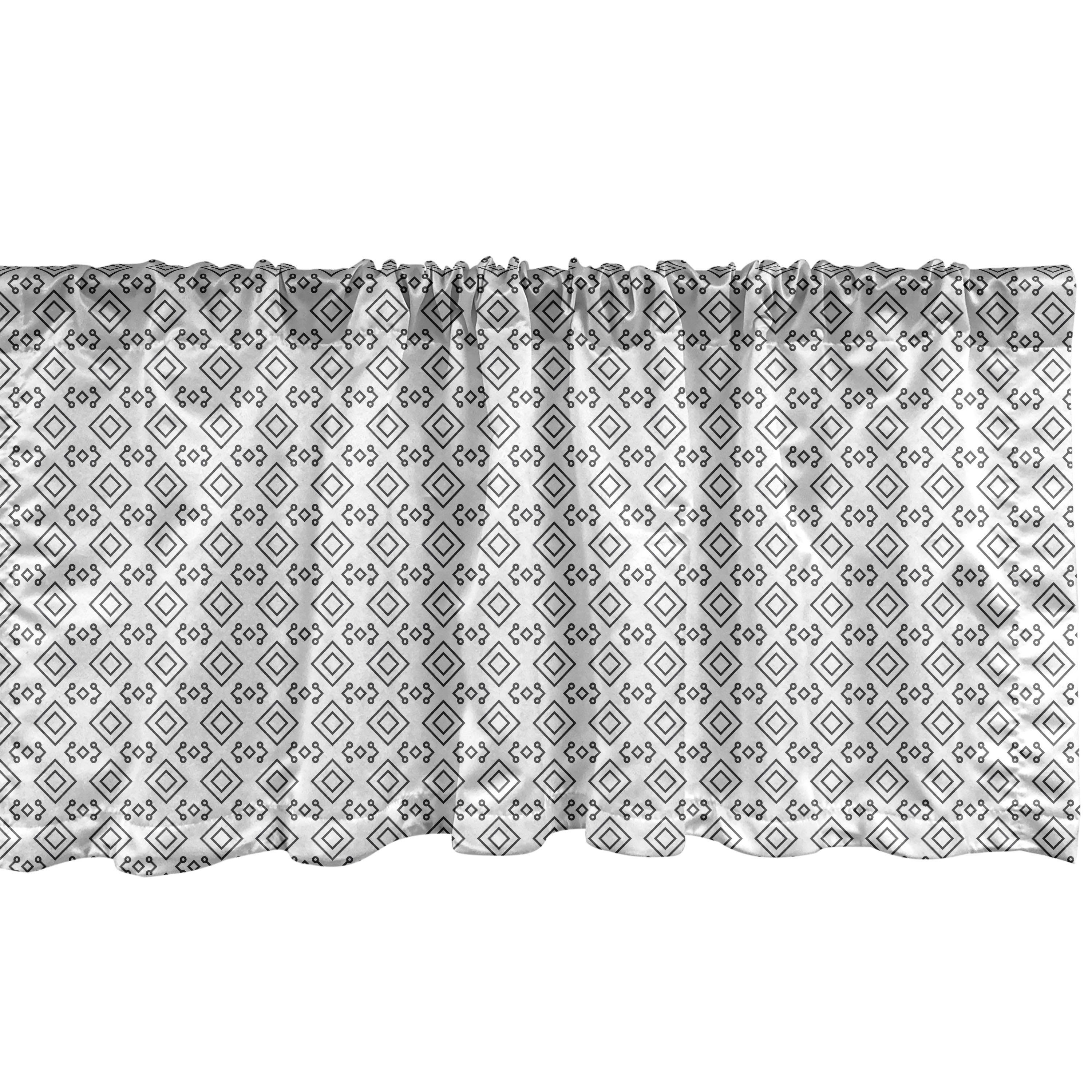 Scheibengardine Vorhang Volant für Küche Schlafzimmer Dekor mit Stangentasche, Abakuhaus, Microfaser, Abstrakt Squares Motive Grafik-Design