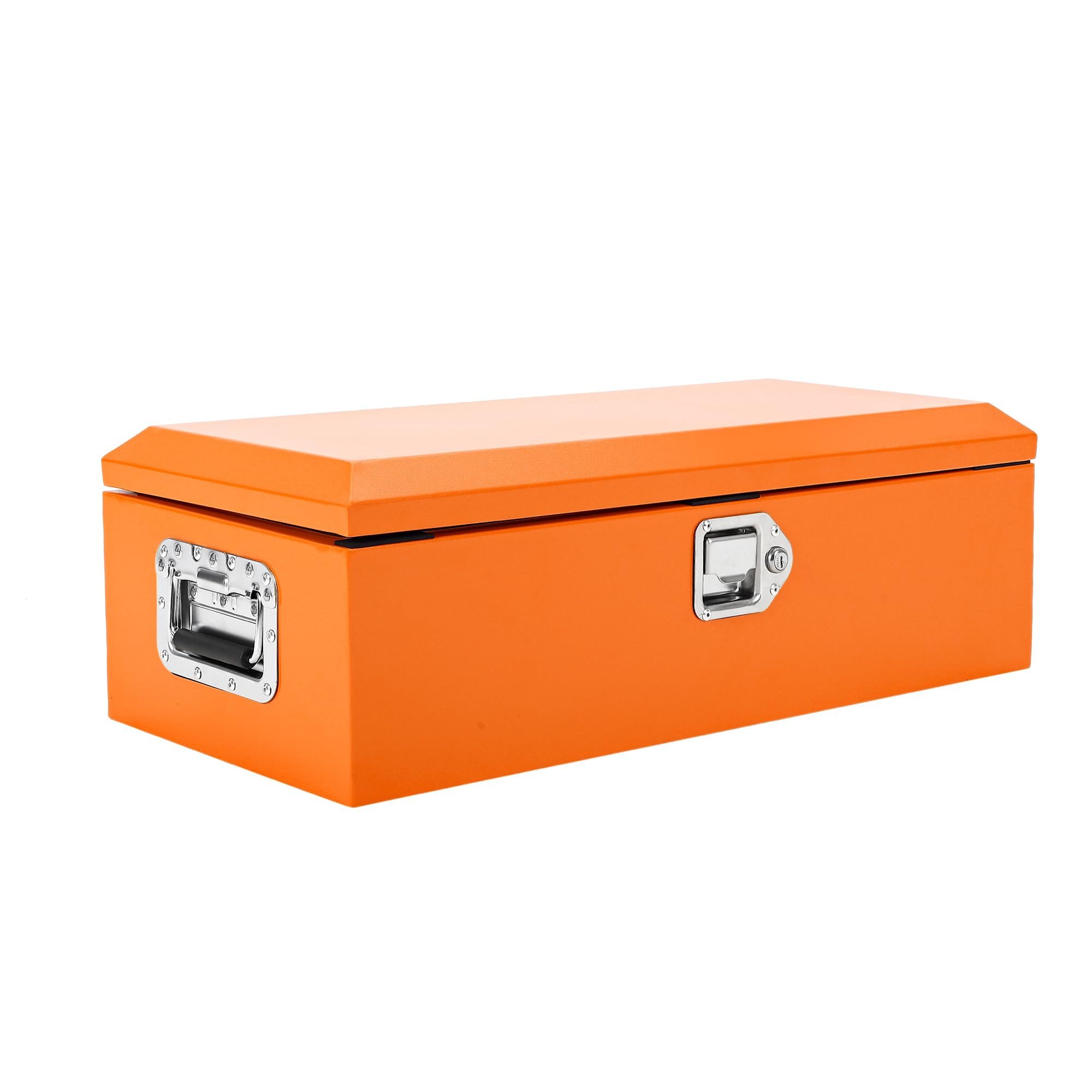 GarveeMore Werkzeugbox Werkzeugkiste aus Stahl mit trapezförmigem Deckel, abschließbar (1 St), wasserdicht, für Werkstatt, Fahrzeug, Baustelle, orange/gelb/schwarz