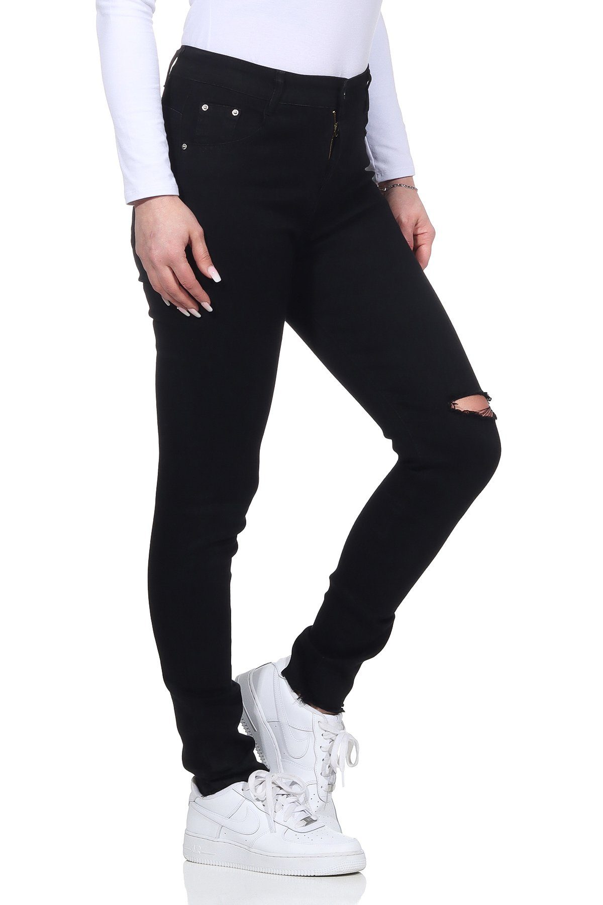 Aurela Damenmode Destroyed-Jeans Damen Jeanshosen im Used Look 5 Pocket Jea günstig online kaufen