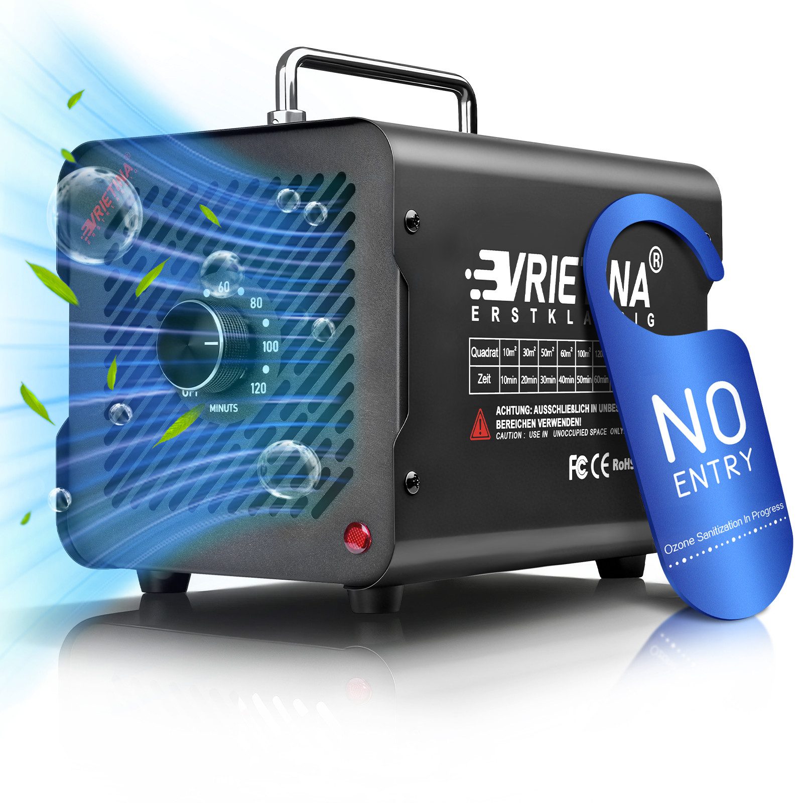 XERSEK Luftreiniger Ozon Sterilisator 65000 mg/h mit 120-Min Timer, Touchscreen, Ozongerät, für 300 m² Räume, Geruchsbeseitigung/Desinfektion Ozon Generator für Industrie, Haushalt