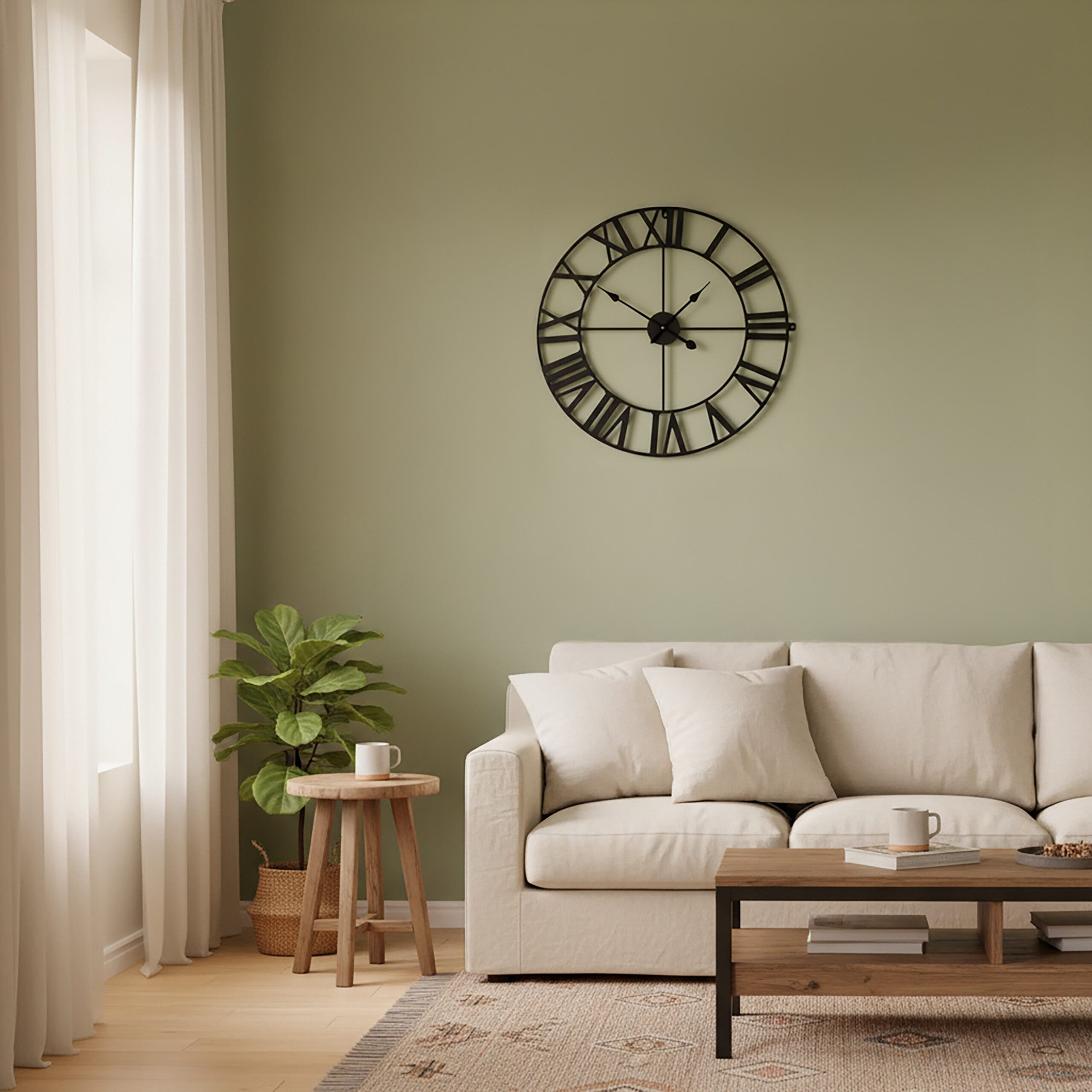 relaxdays Wanduhr mit römischen Zahle (schwarz)