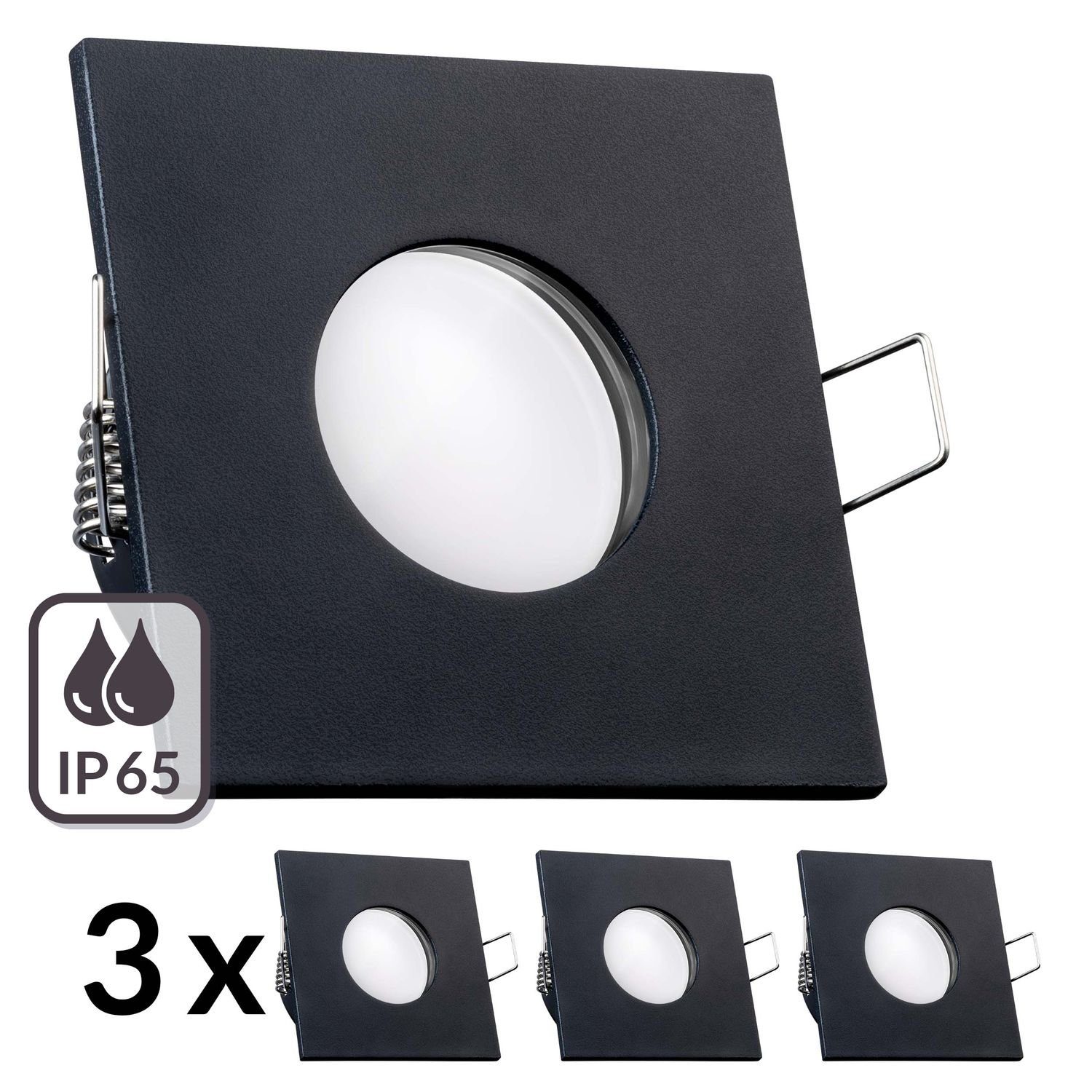 5W in 3er LED Set LEDANDO Einbaustrahler mit schwarz RGB CCT Einbaustrahler IP65 LED flach extra