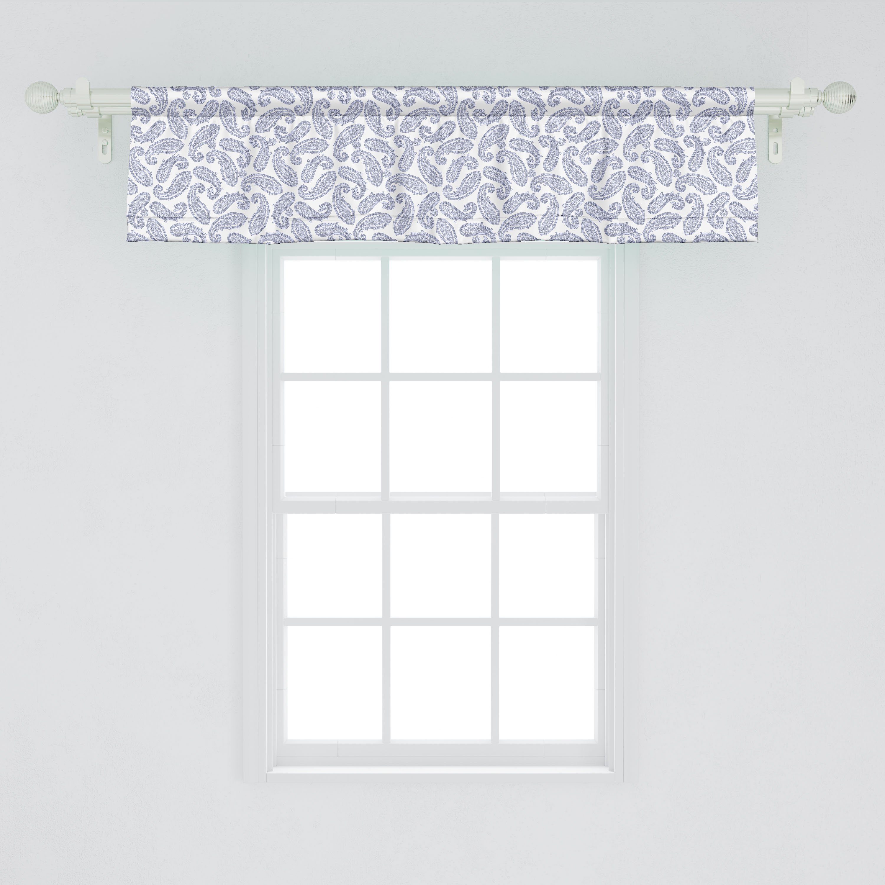 Scheibengardine Vorhang Volant für Küche Paisley Abakuhaus, Stangentasche, Schlafzimmer Ethnische Dekor mit Motive Microfaser, Monochrome