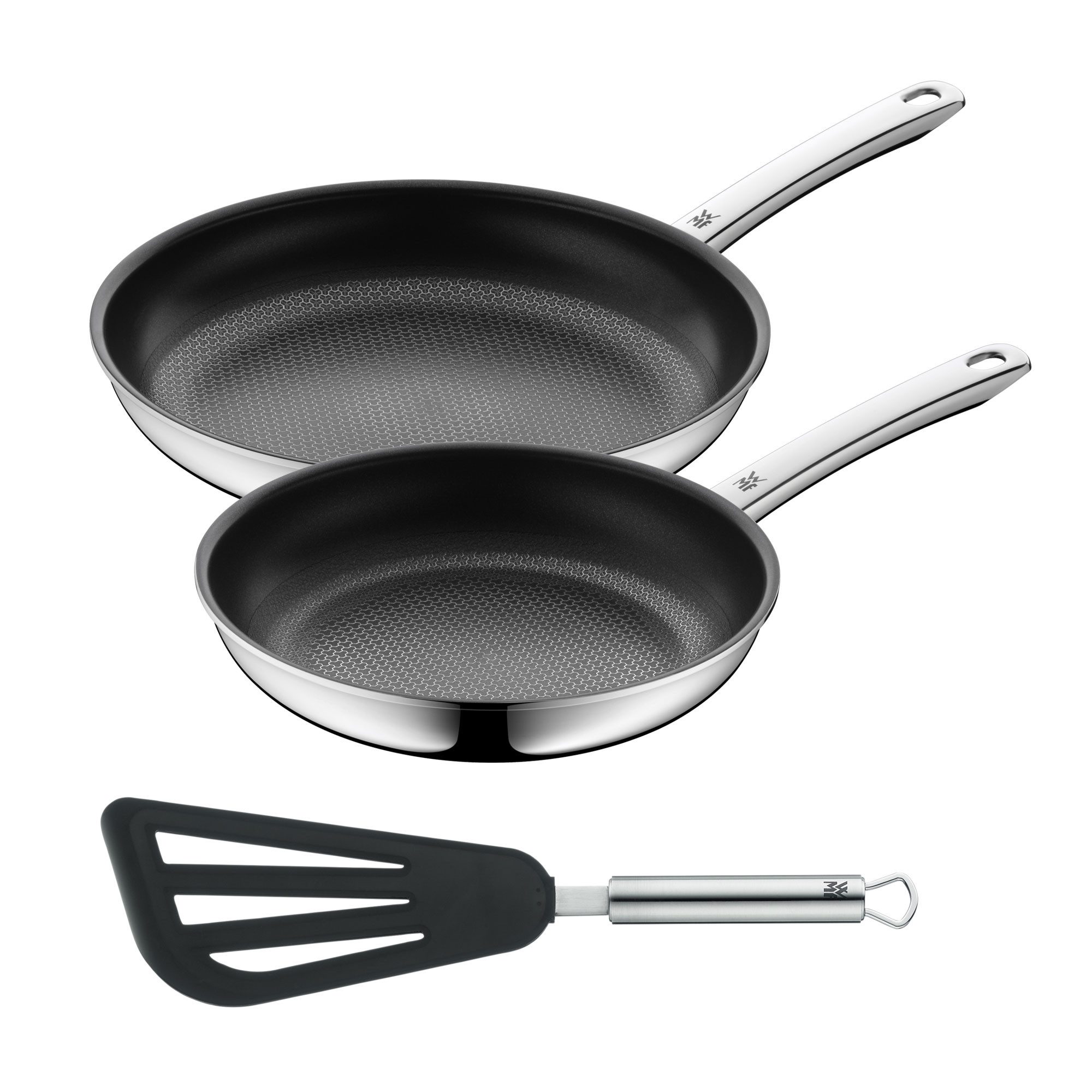 WMF Pfannen-Set, Bundleset: 1x Bratpfanne 24 cm & 28 cm und 1x Pfannenwender 32 cm