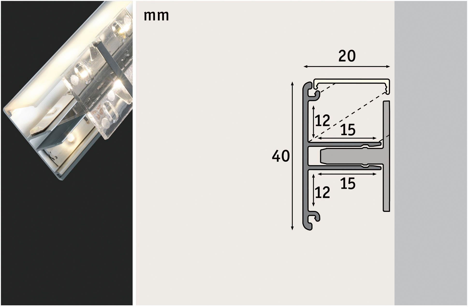 100 inkl. Clips LED-Streifen cm Diffusor und Duo Paulmann Profil Set