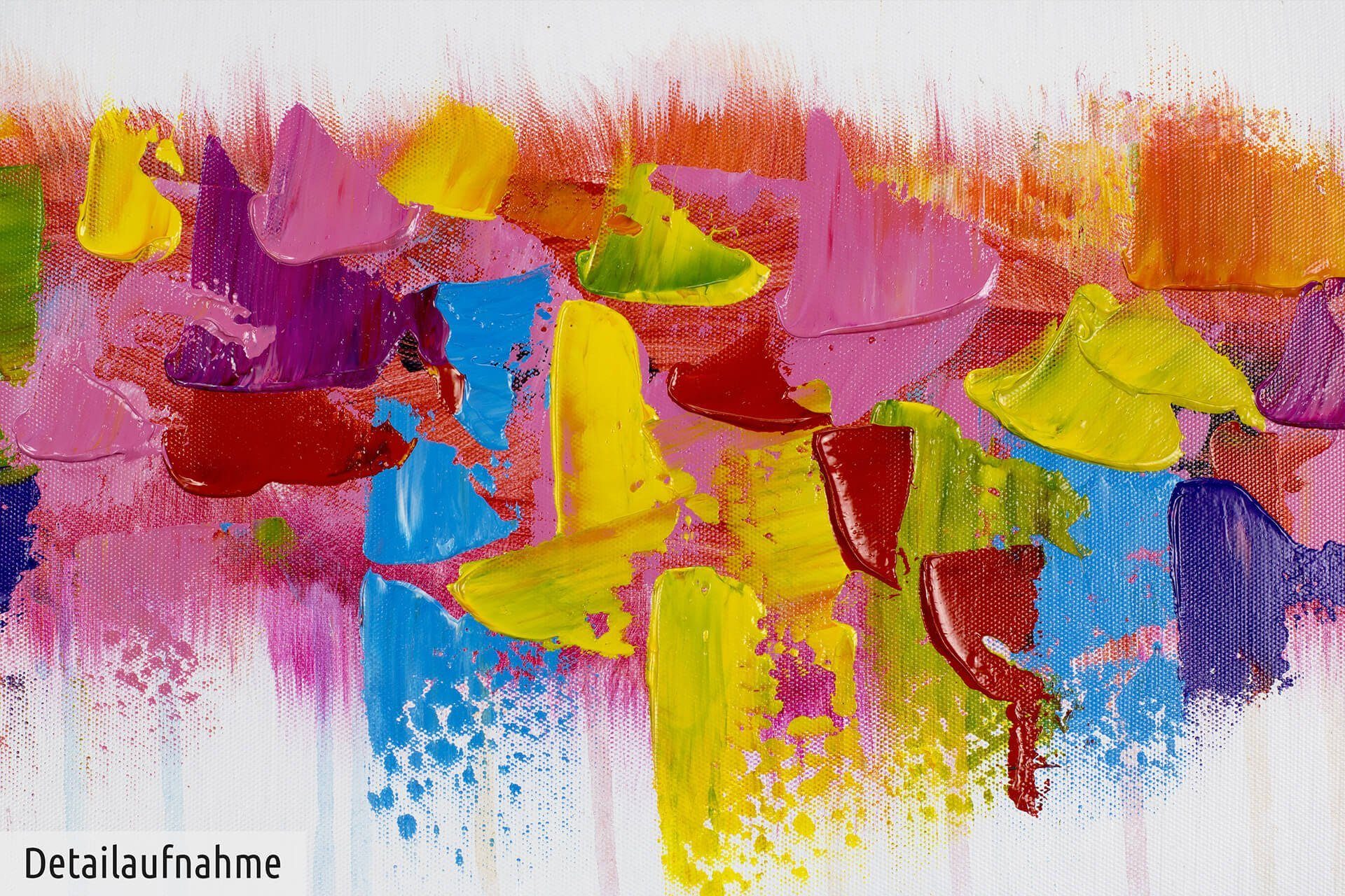 Gemälde Wandbild Farbenspiel Leinwandbild 120x40 am cm, HANDGEMALT KUNSTLOFT Wohnzimmer 100% Horizont