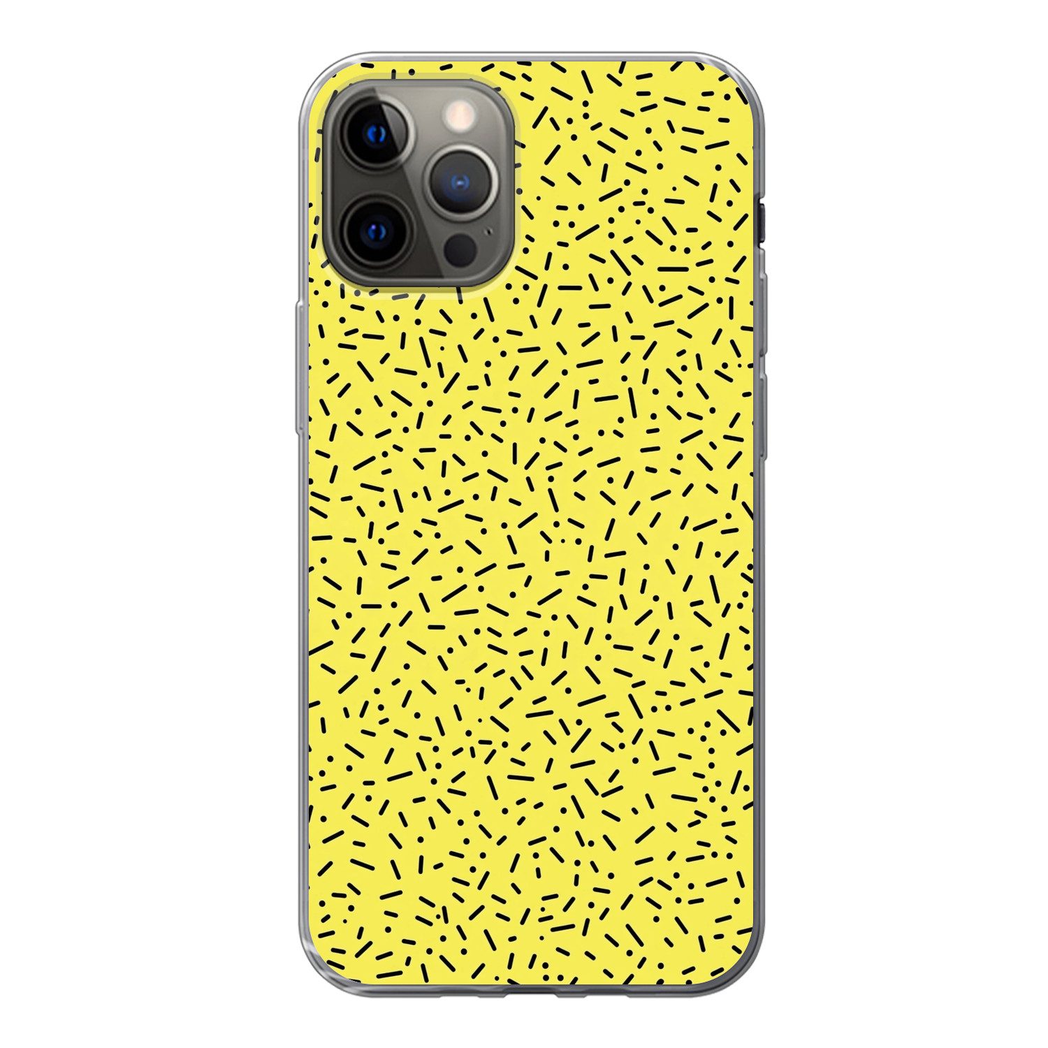 MuchoWow Handyhülle für Apple iPhone 13 Pro Spiele - Punkte - Streifen - Gelb, Smartphone-Bumper, Print, Handy Schutzhülle Dünn