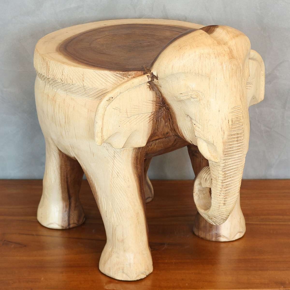 Oriental Galerie Blumenhocker Hocker Elefant mittel natur (1 St), Handarbeit