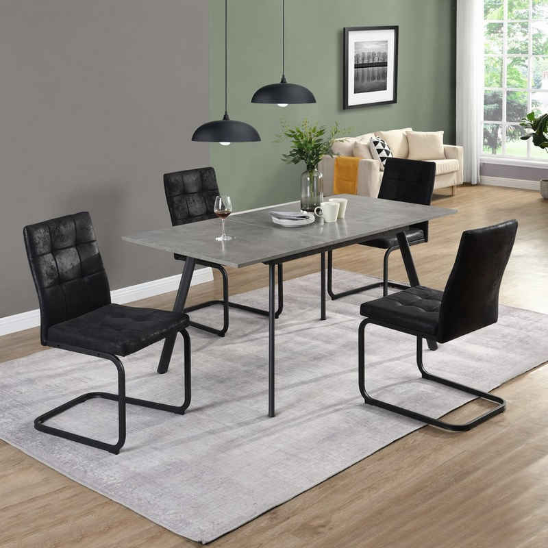 B&D home Essgruppe »Esszimmergruppe SVANTJE«, (Set, 5-tlg., Esstisch mit Stühlen), ausziehbarer Esstisch mit Stühle, in verschiedenen Farben