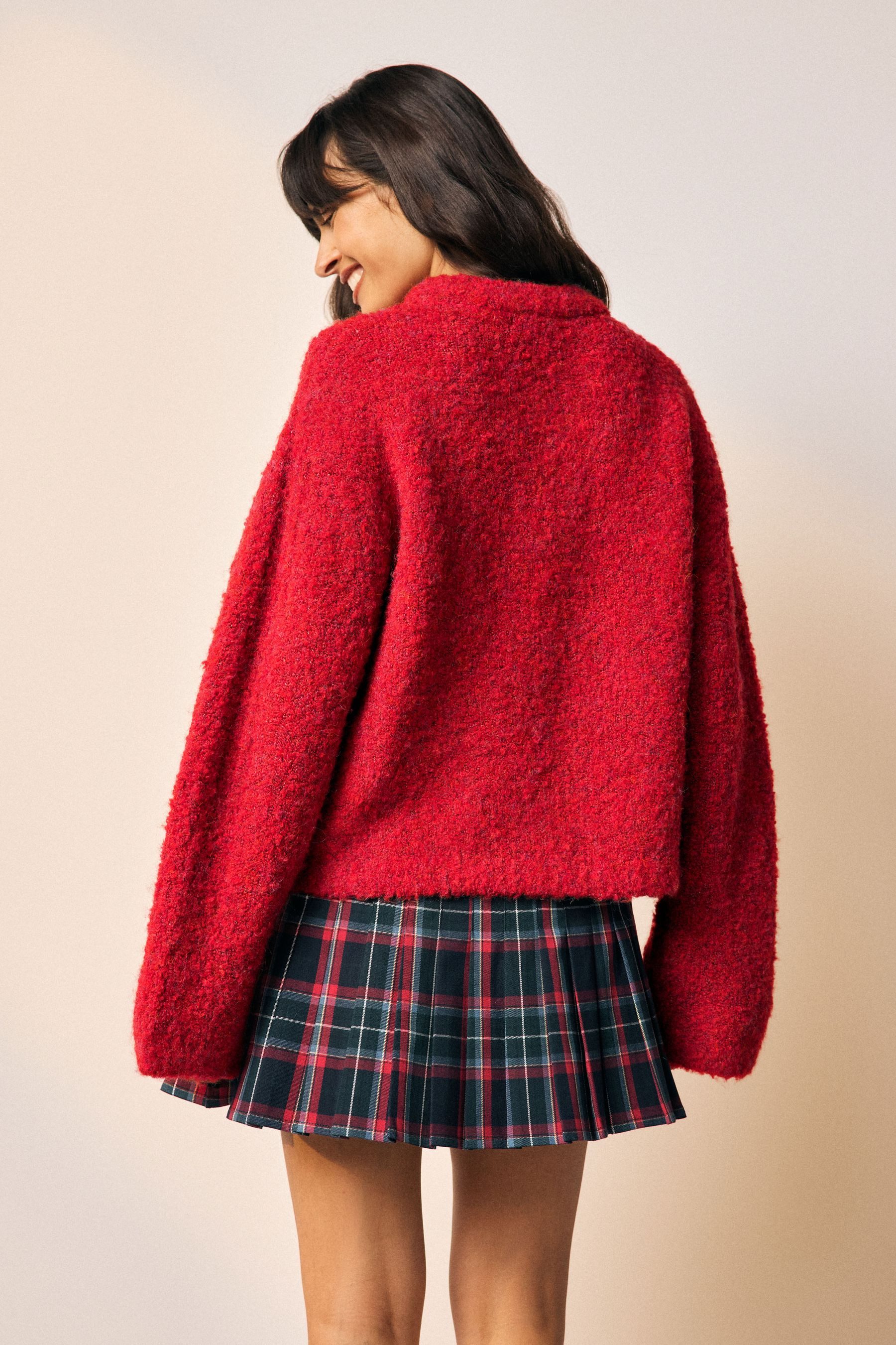 Next Rundhalspullover Bouclé-Rundhalspullover mit Wolle (1-tlg) günstig online kaufen