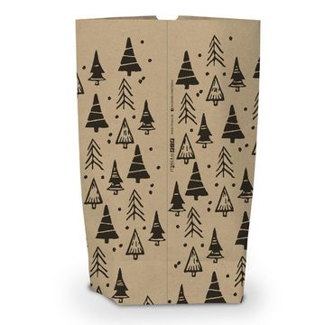 itenga Geschenkpapier 50x itenga Geschenktüte Frohe Weihnachten Tannenbäume 17x26cm braun