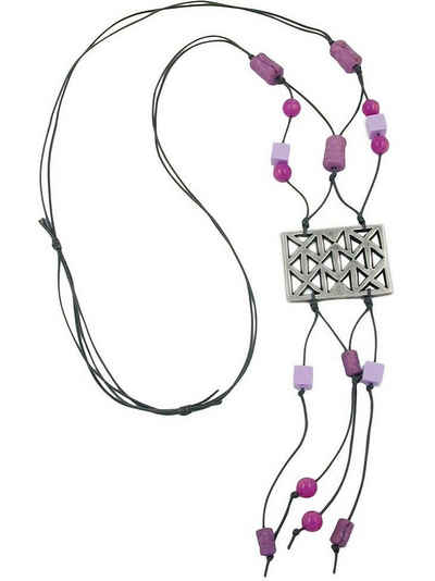 Gallay Perlenkette »Kette Gitter altsilber, lila-flieder«