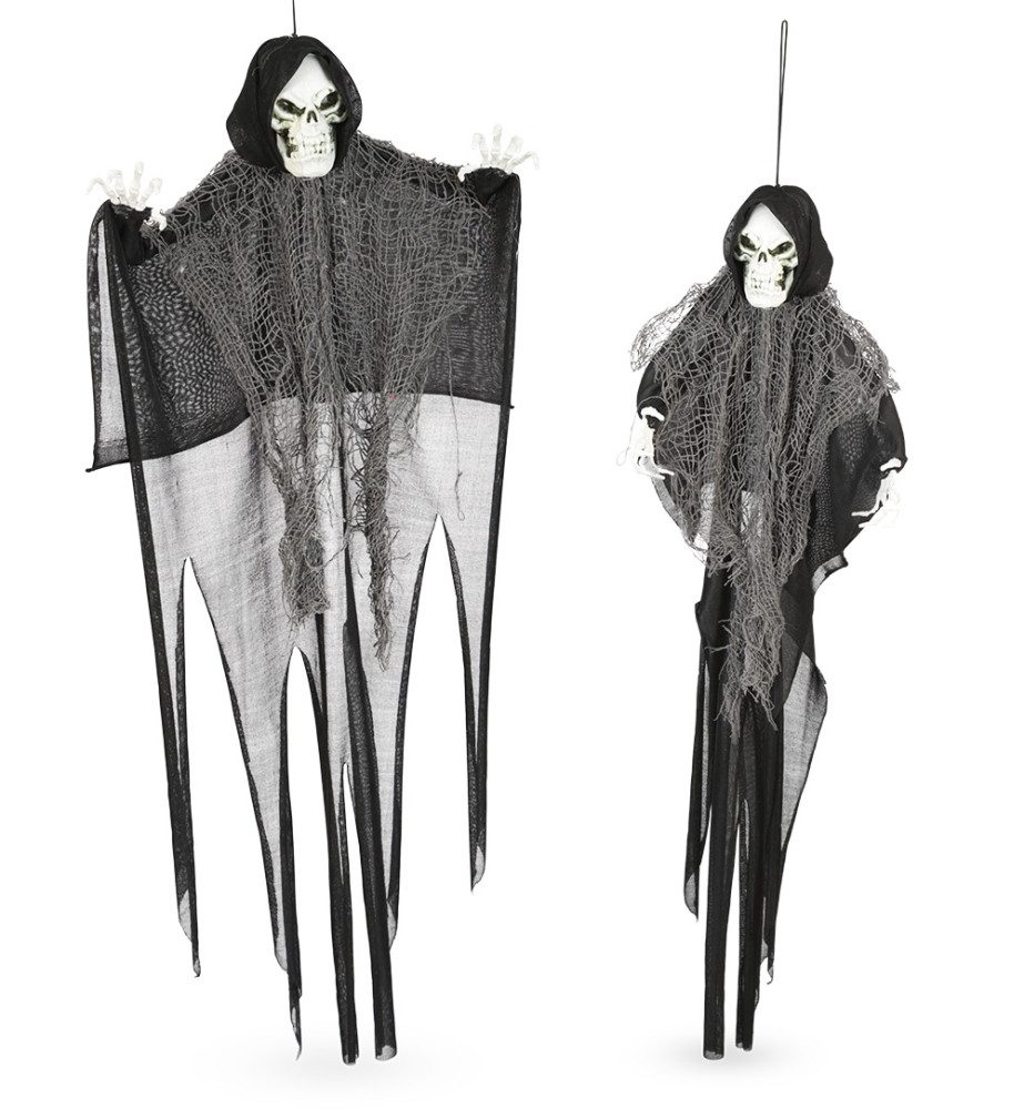 Fries Dekohänger XXL Halloween Deko Skelett Totenkopf Hänger 70 cm Bewegliche Hände, 70 cm Hoch