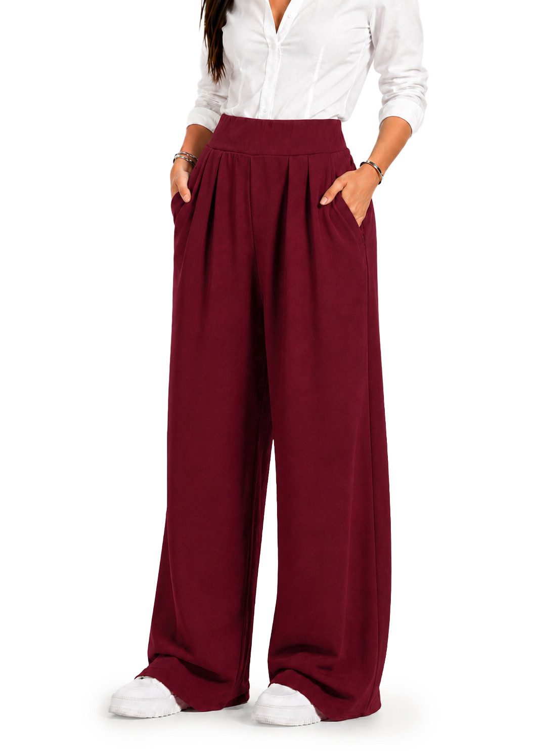 Smilodox Jogginghose Luvia, Sweatpants mit Stretch, Wide Leg, Loose Fit, Freizeit & Sport Weites Bein, Strick, Komfortbund, Bewegungsfreiheit, Baggy