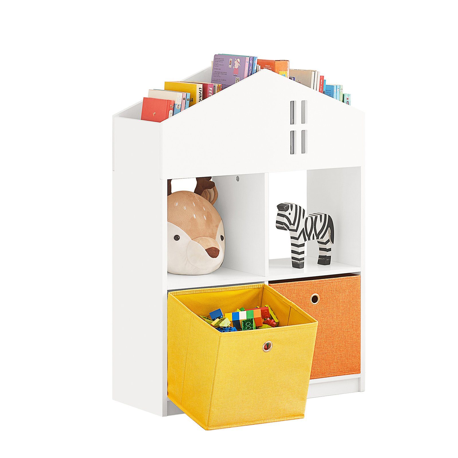 Kinderregal Spielzeugregal Stoffboxen mit KMB49, mit Haus-Design Bücherregal 2 SoBuy