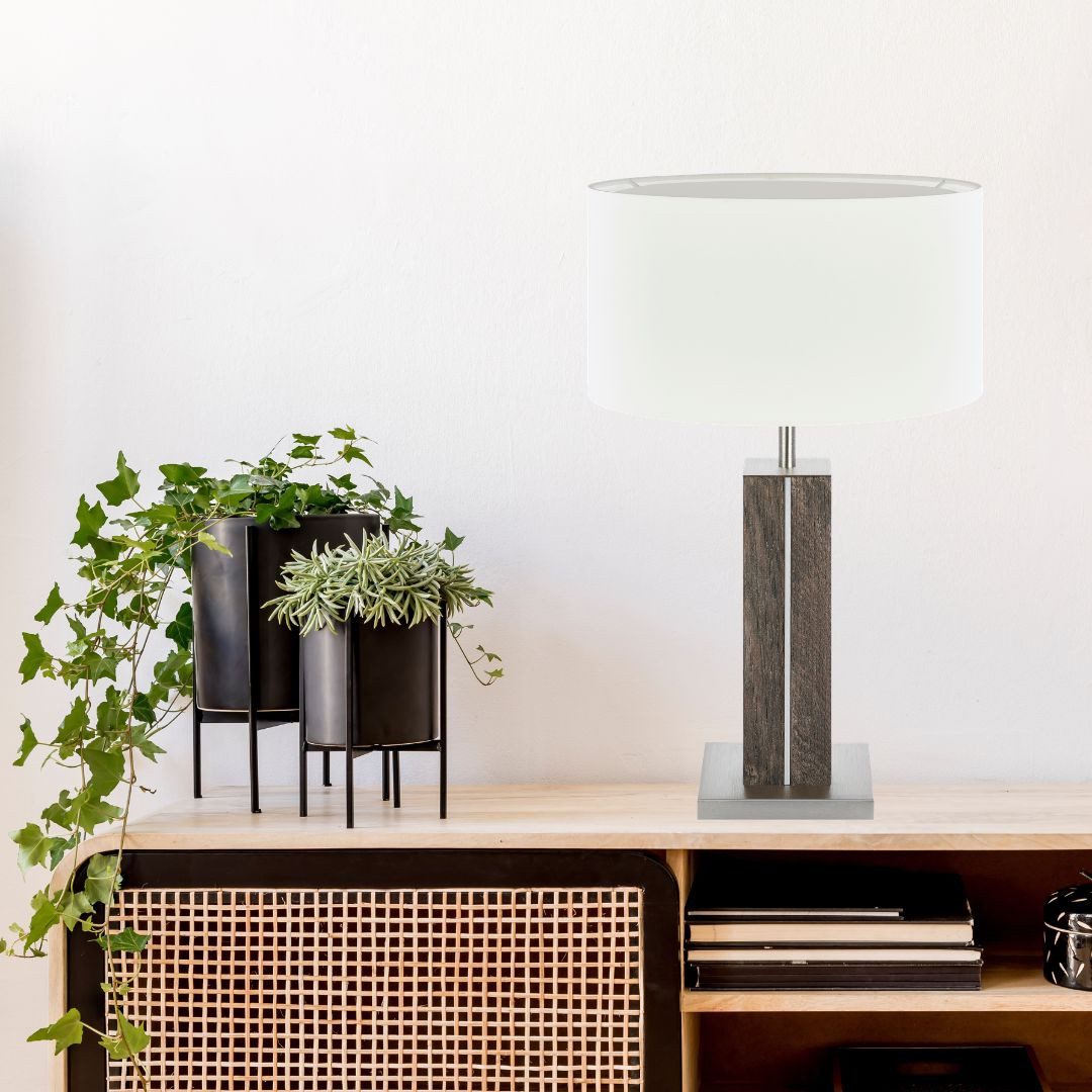HerzBlut LED Hockerleuchte Dana Buche und Altholz, E27