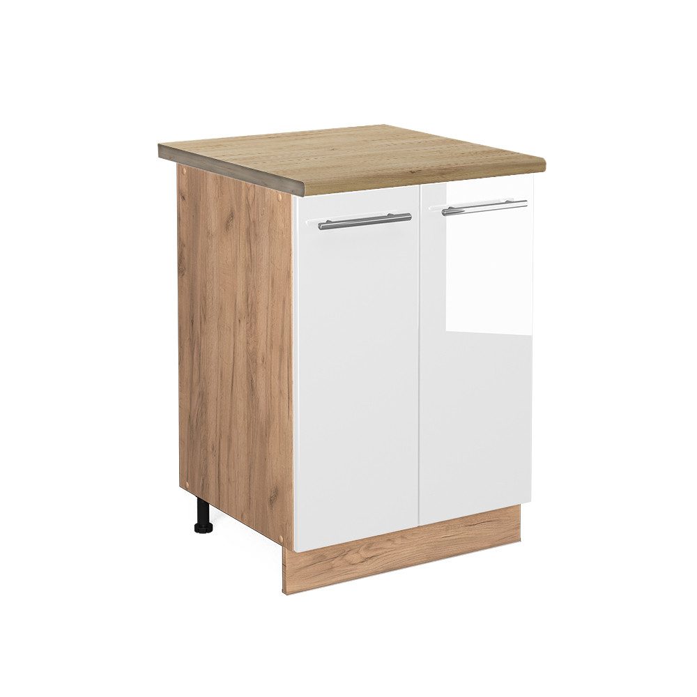 Vicco Unterschrank Fame-Line, Weiß Hochglanz/Goldkraft Eiche, günstig online kaufen